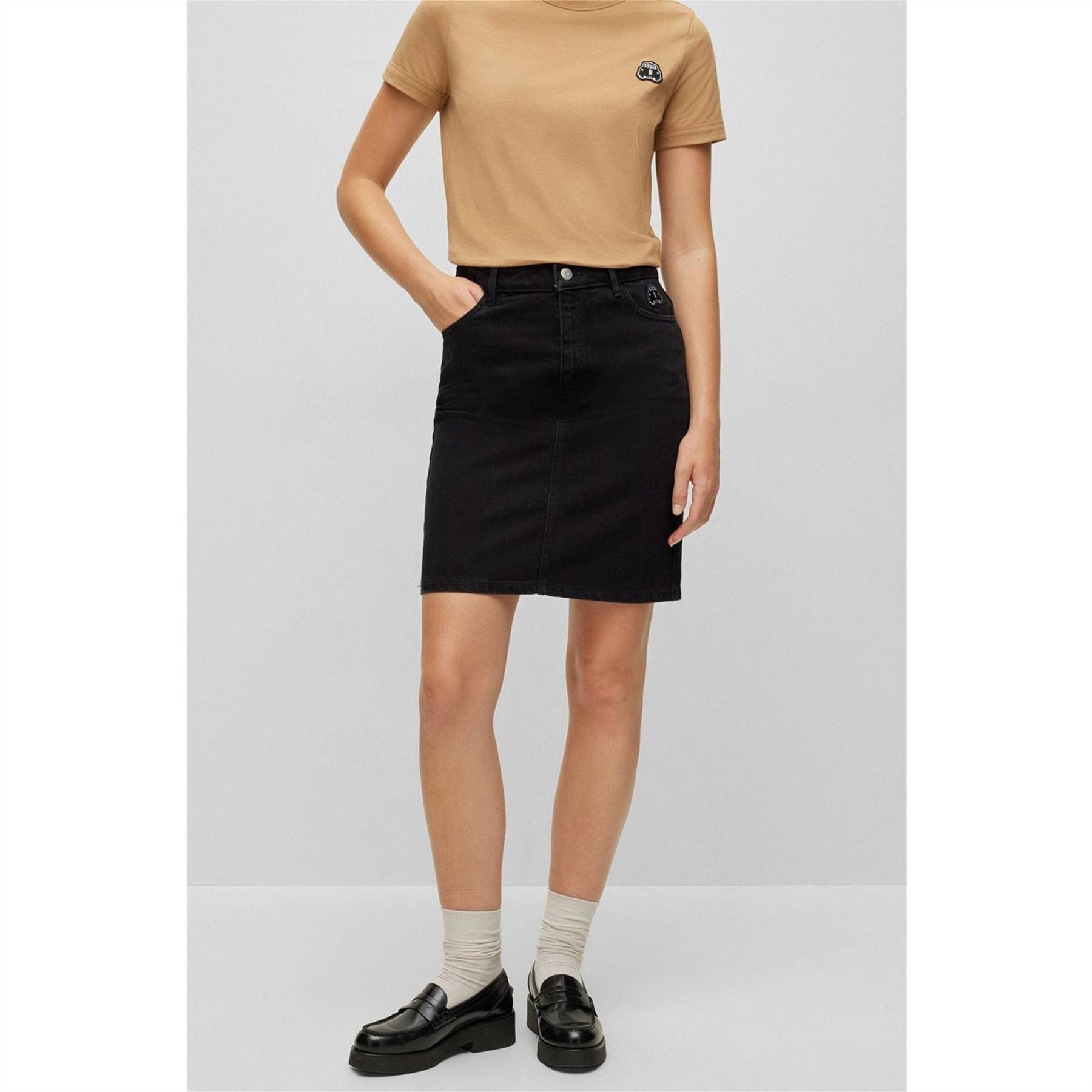 Boss Denim Skirt With London Inspired Patches