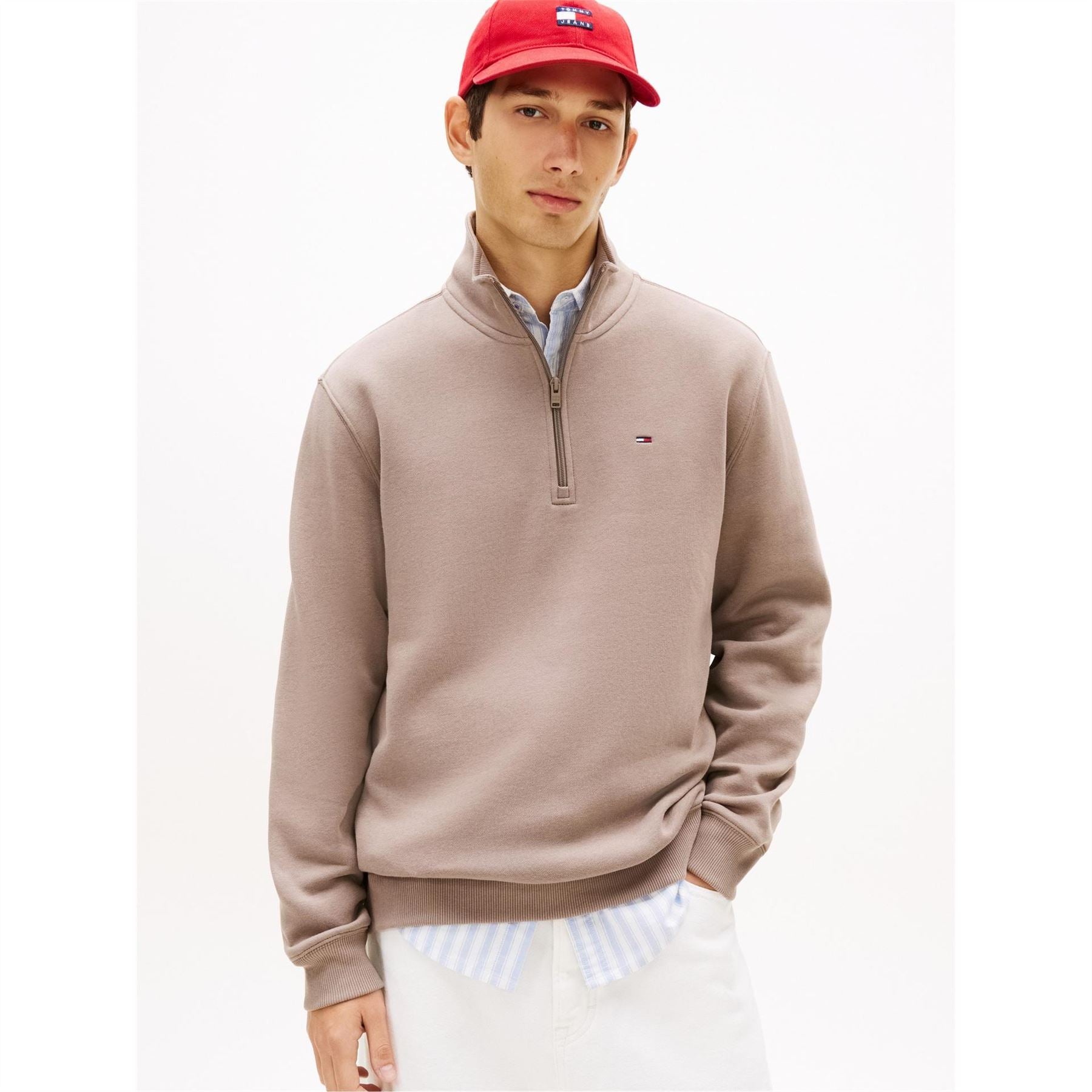 Tommy Jeans Flag Fleece Quarter Zip Jumper