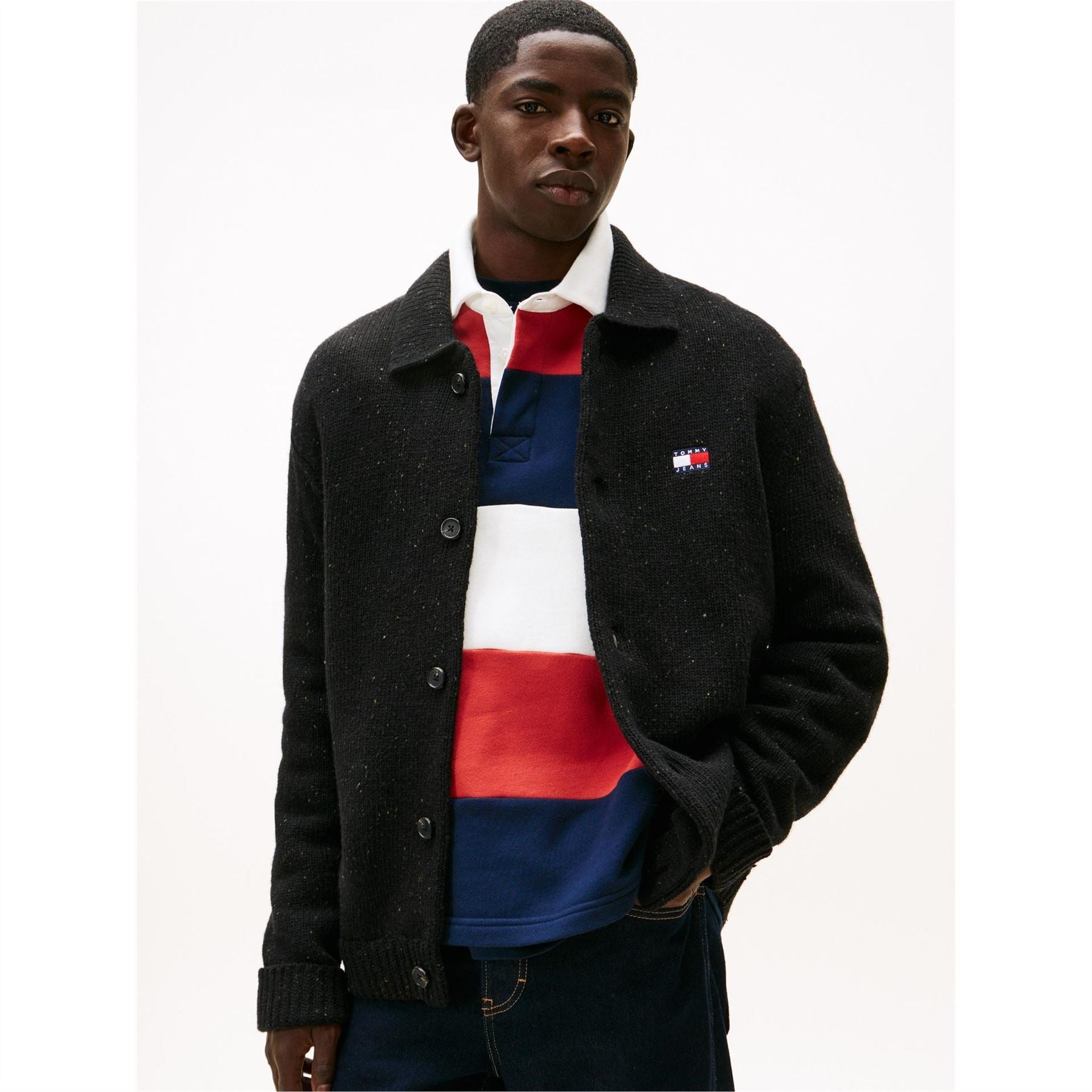 Tommy Jeans Badge Collared Neck Long Sleeve Sweater