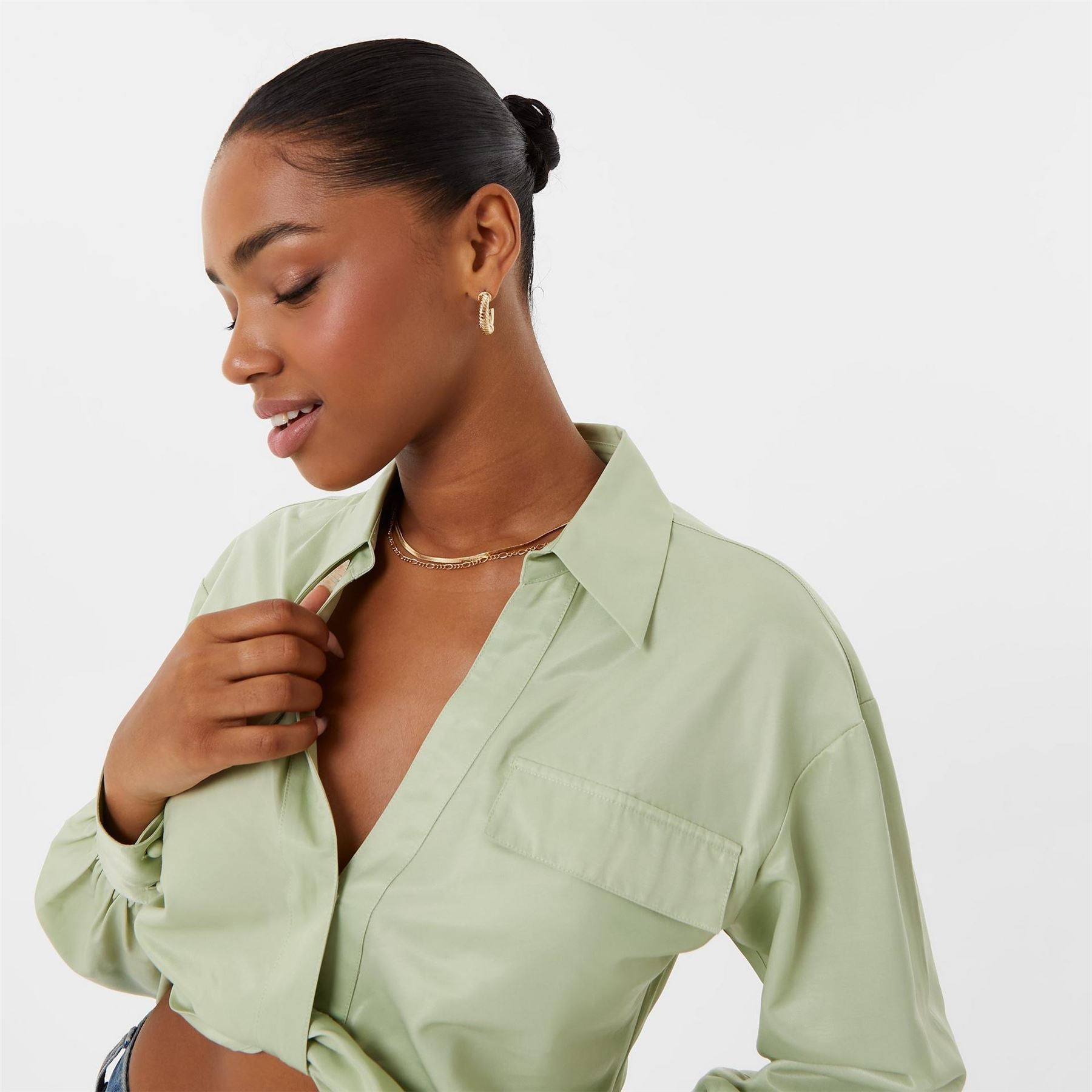 Jack Wills Draped Cropped Blouse