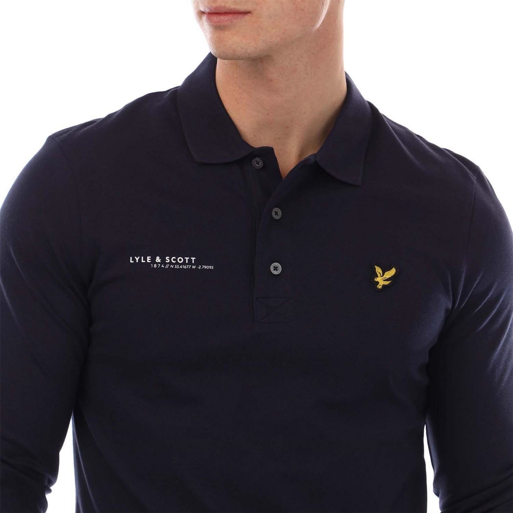 Lyle and Scott Ordinate Print Long Sleeve Polo Shirt
