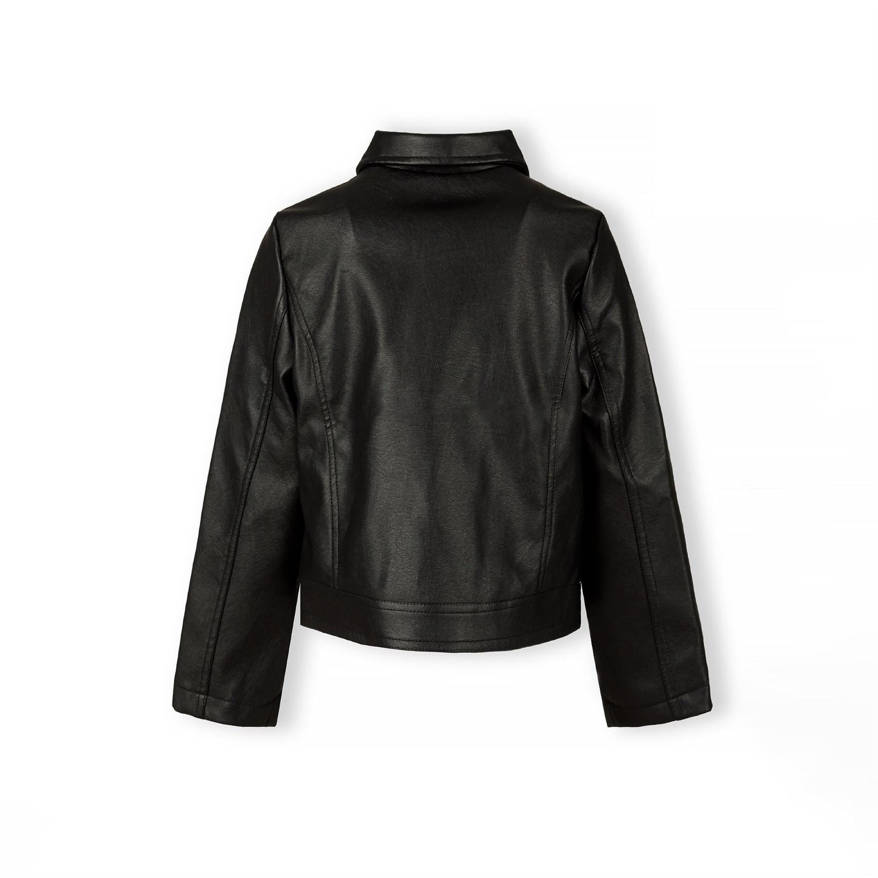 Minoti Girls Biker Jacket With Silver Zip Black
