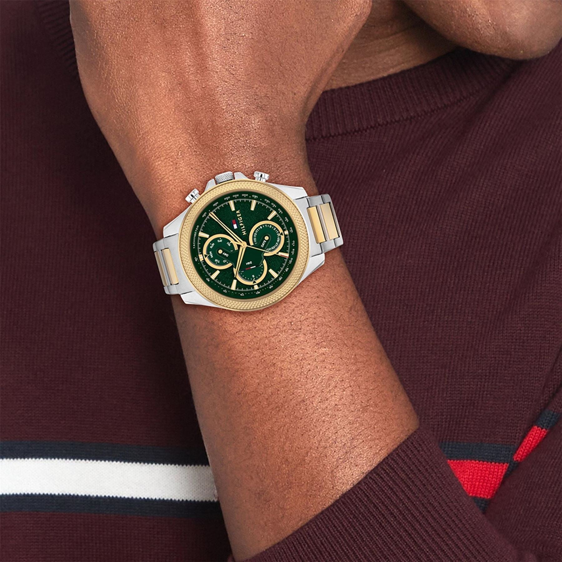 Tommy Hilfiger Tone Stainless Steel And Gold Plated Mens Watch