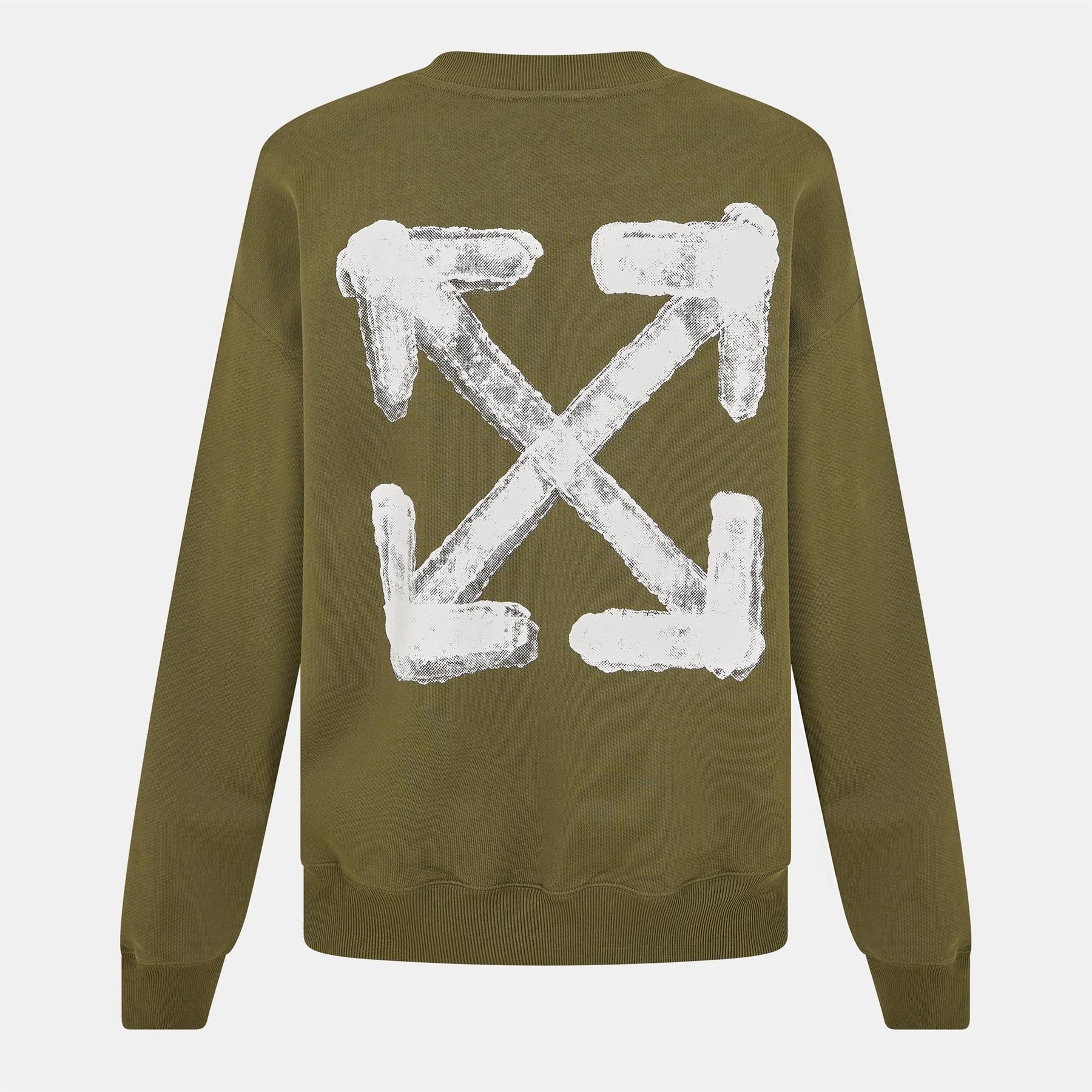 Off White Crew Neck Long Sleeve Regular Fit Sweatshirt