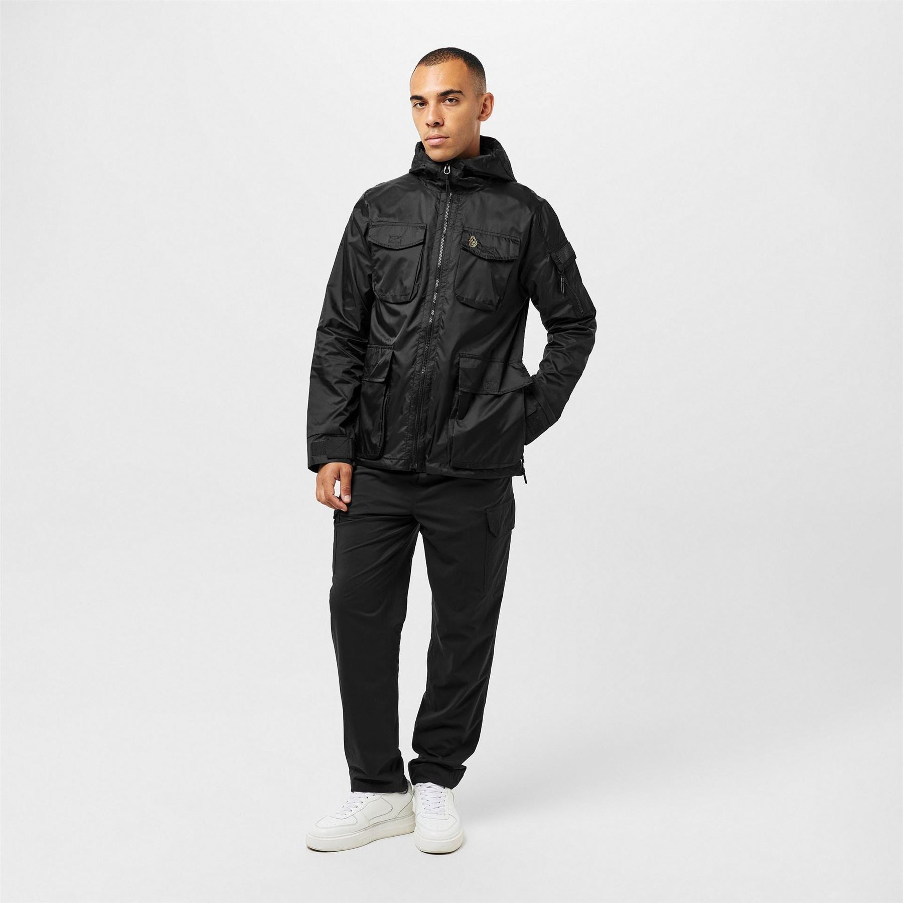 Luke Curation Hooded Snap Button Solid Patterned Softshell Jacket