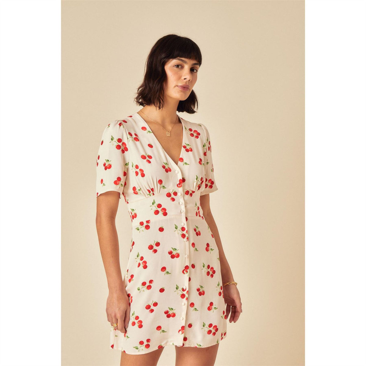 Nobodys Child Alexa V-Neck Short Sleeve Mini Dress