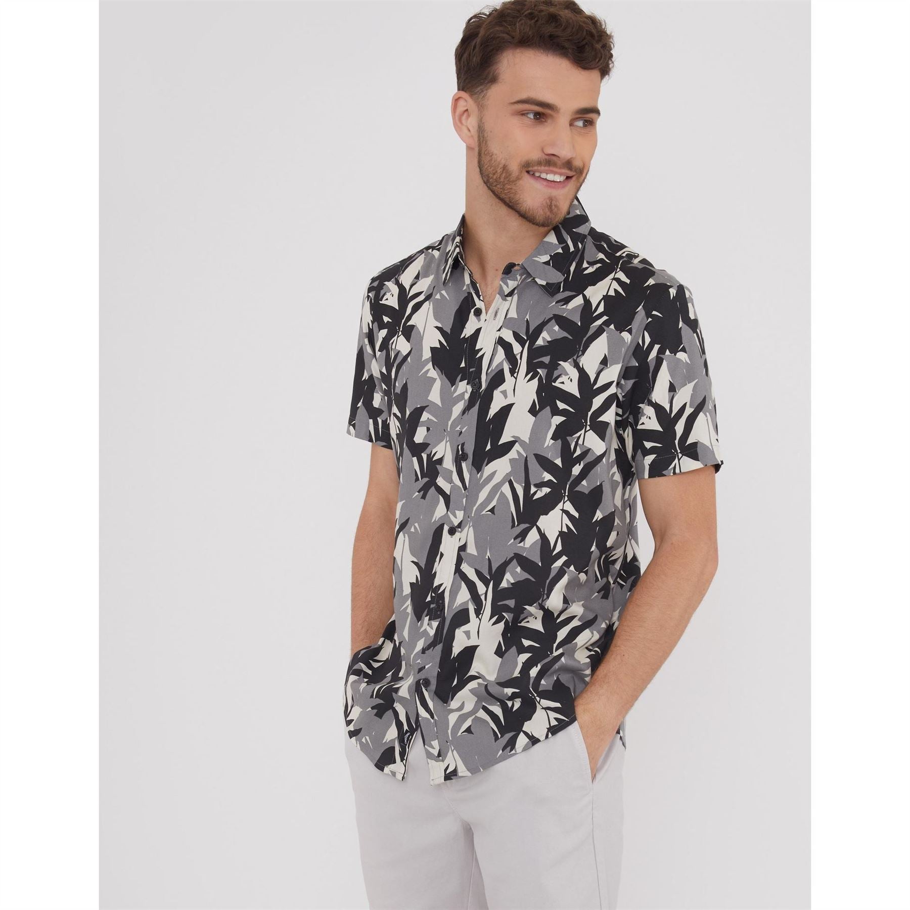 Threadbare Regular Fit Jungle Short Sleeve Shirt