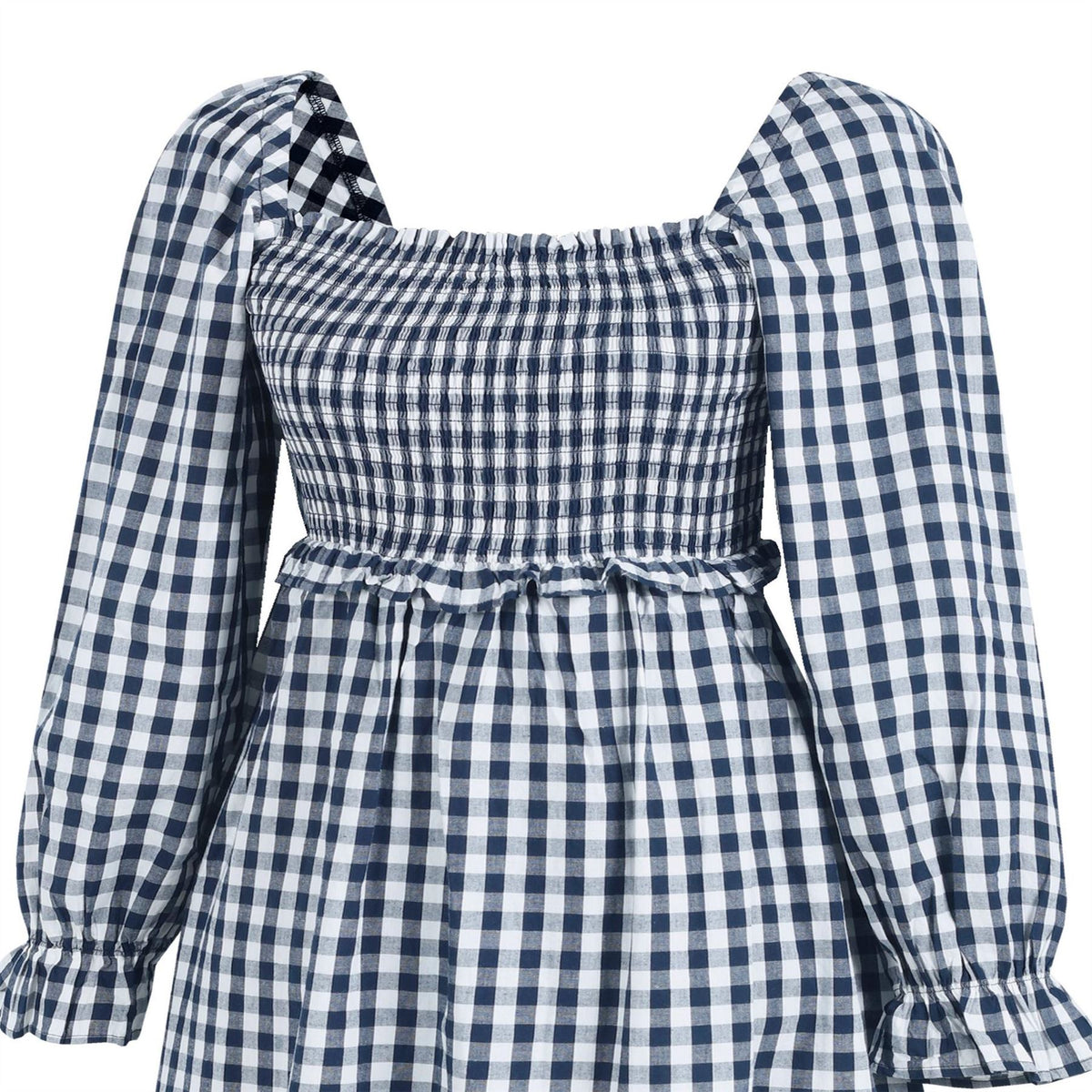 Miso Long Sleeve Square Neck Midi Check Dress