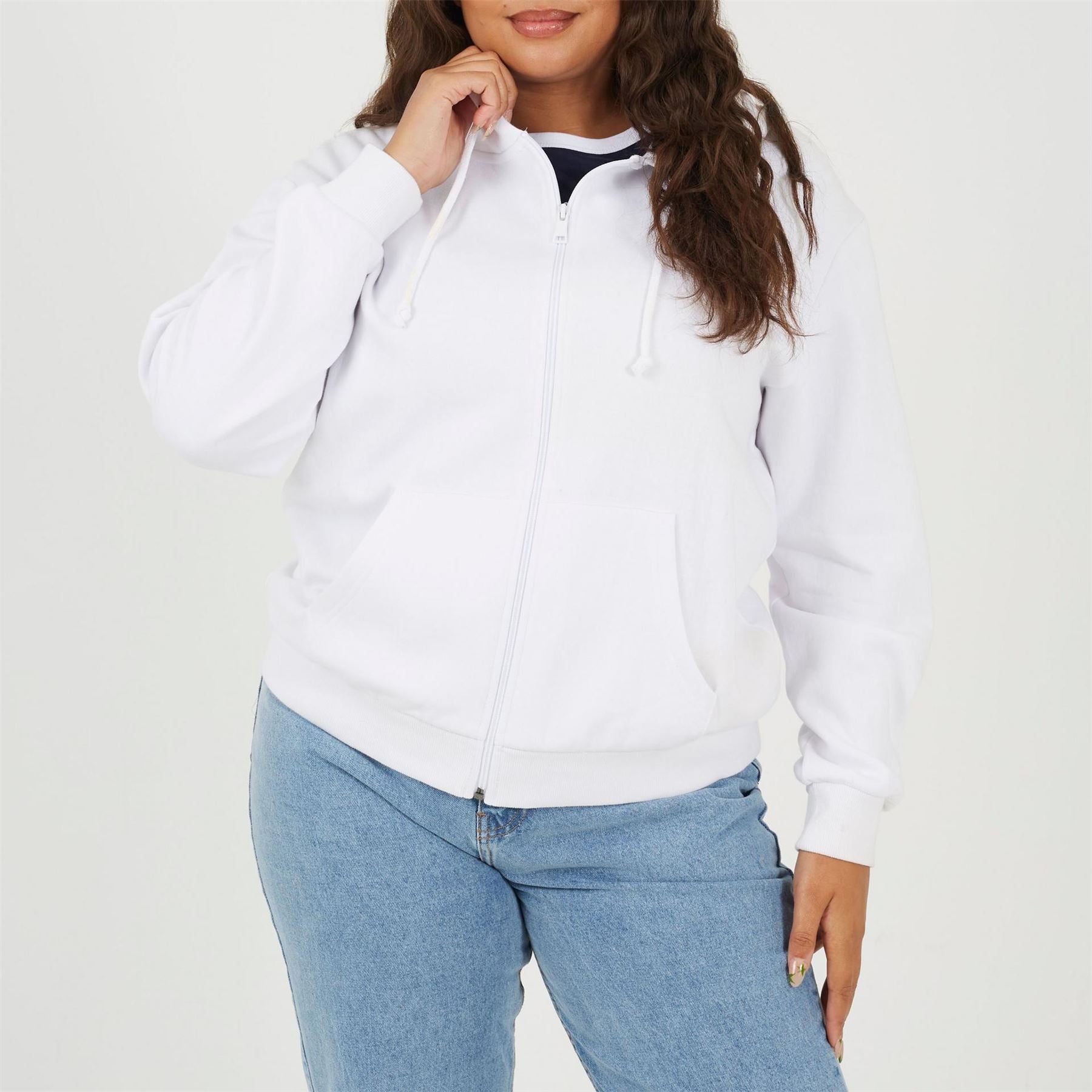 Brave Soul Solid Patterned Hooded Ribbed Cuff Sweat Jacket with Kangaroo Pocket