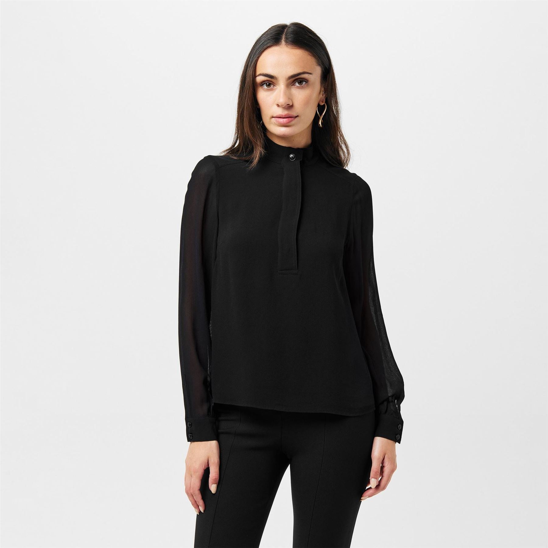 Ted Baker Relaxed Fit Band Collar Long Sleeve Cuff Shirt
