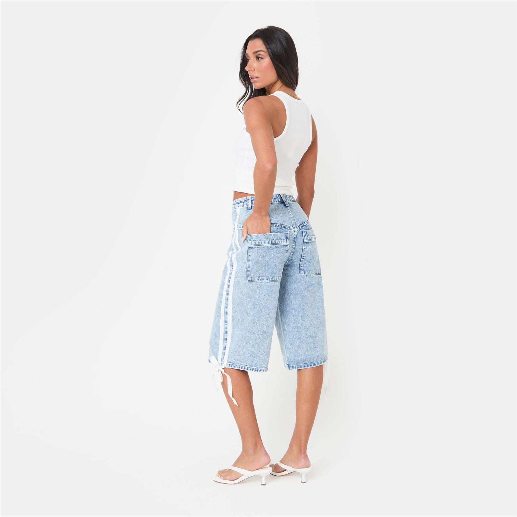 I Saw It First Fit Knee Length Denim Jorts