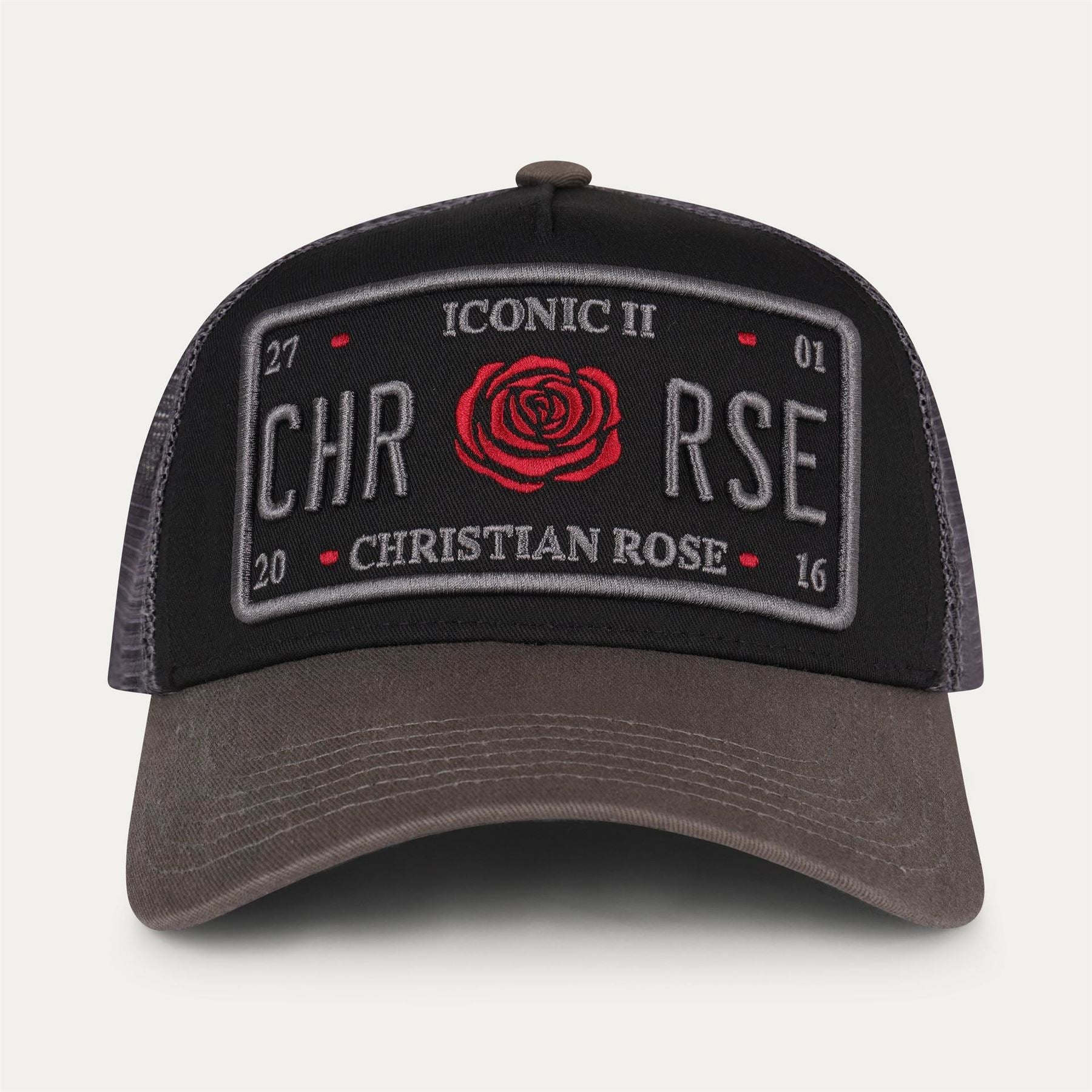 Christian Rose Ii Red Rose Plate Trucker Cap