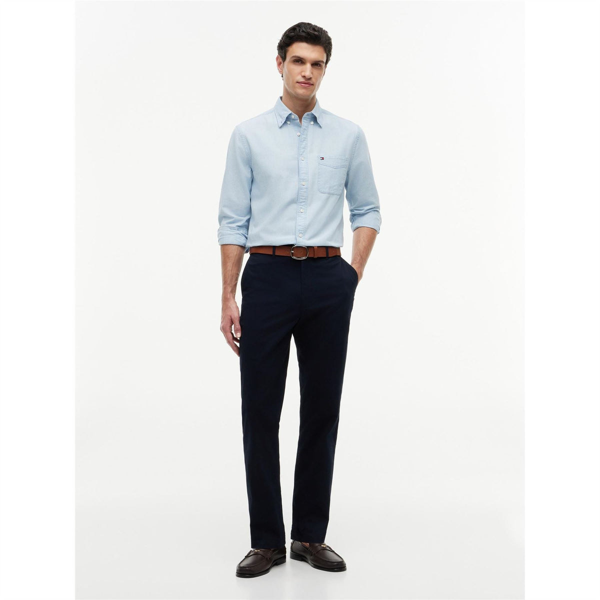Tommy Hilfiger Dover Essential Twill Cotton Mid Rise Straight Leg Trousers