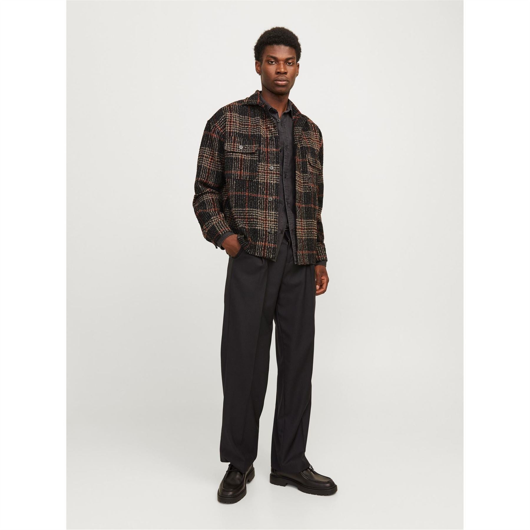 Jack and Jones Boucle Regular Fit Long Sleeve Cuff Sleeve Front Pocket Shirt