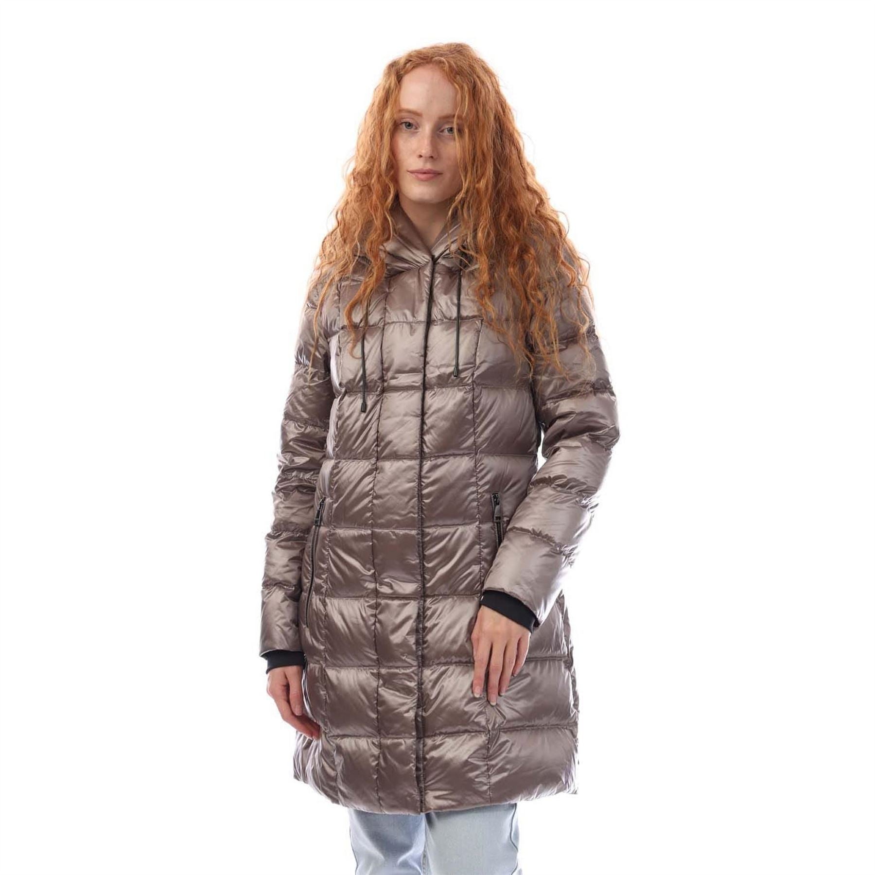 DKNY Front Down Filled Long Puffer Jacket