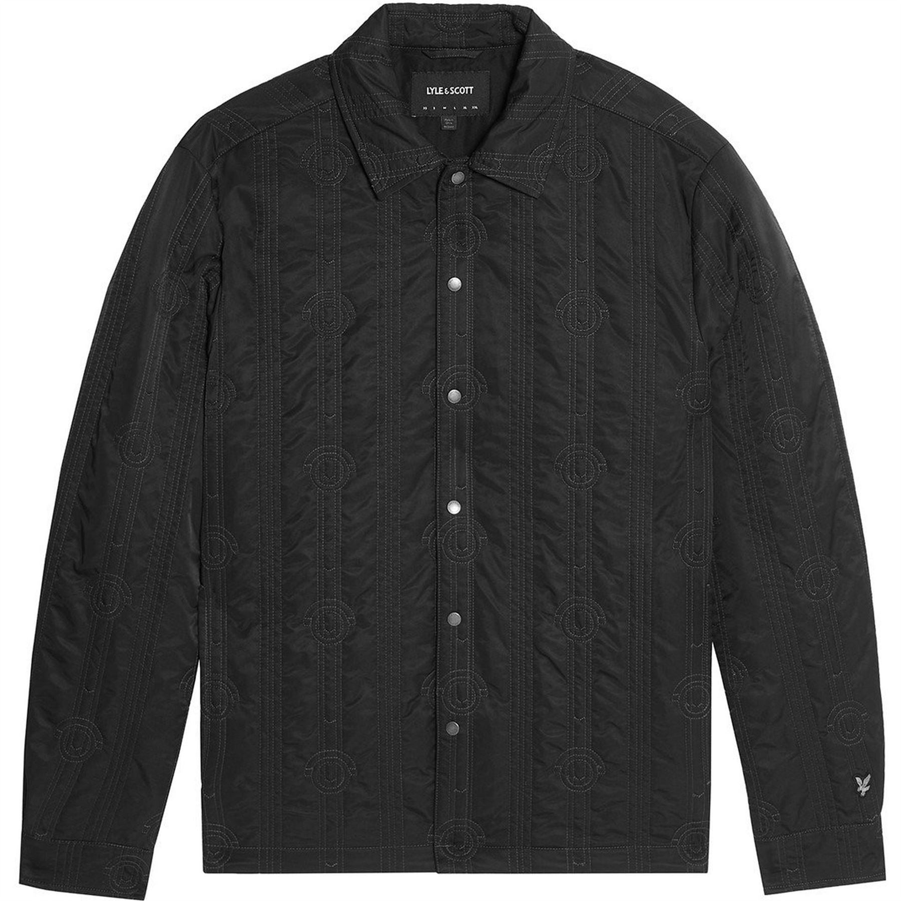 Lyle and Scott Geometric Patterned Snap Button Embroidered Lion Crest Overshirt