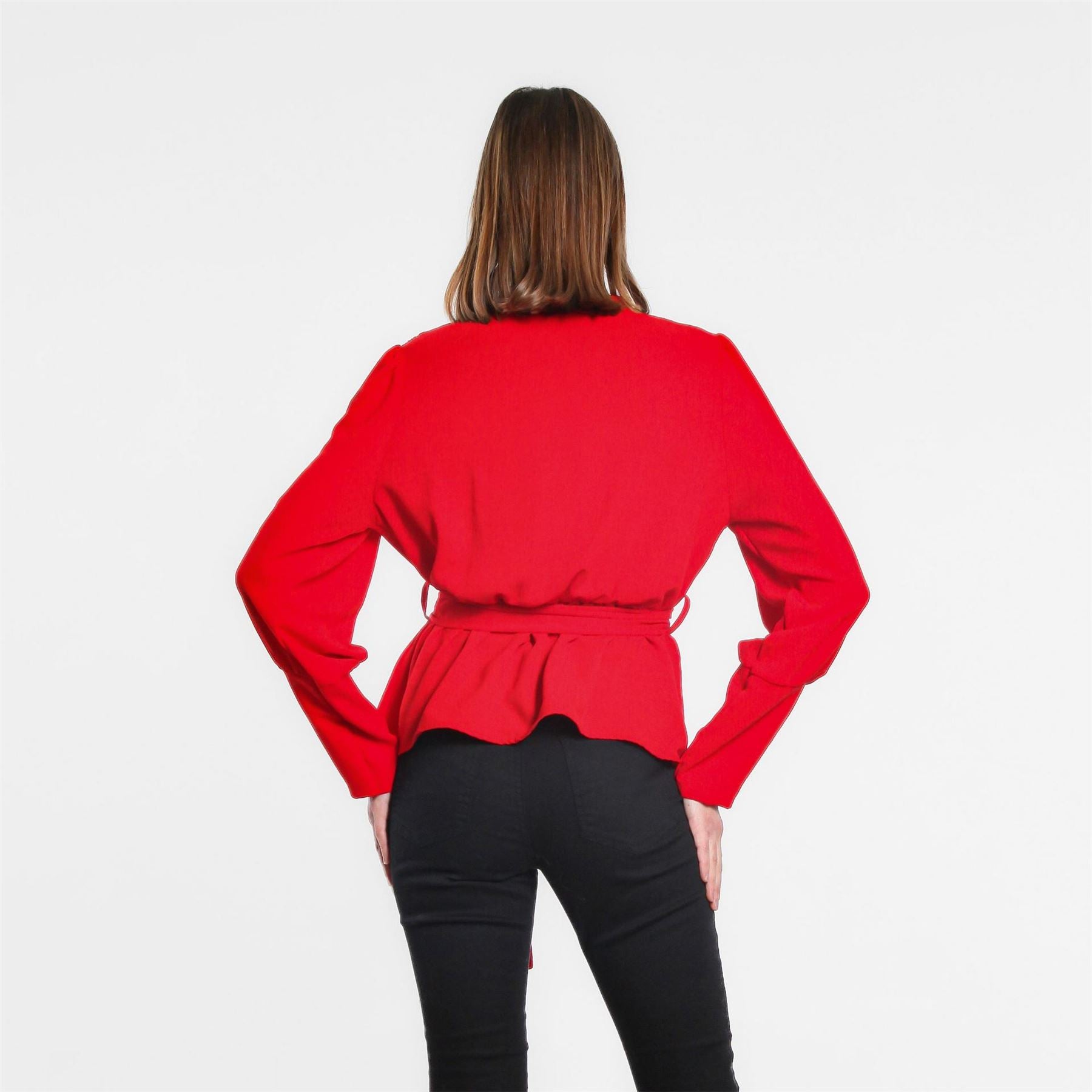 Be You Peplum Wrap V Neck Relaxed Fit Blouse
