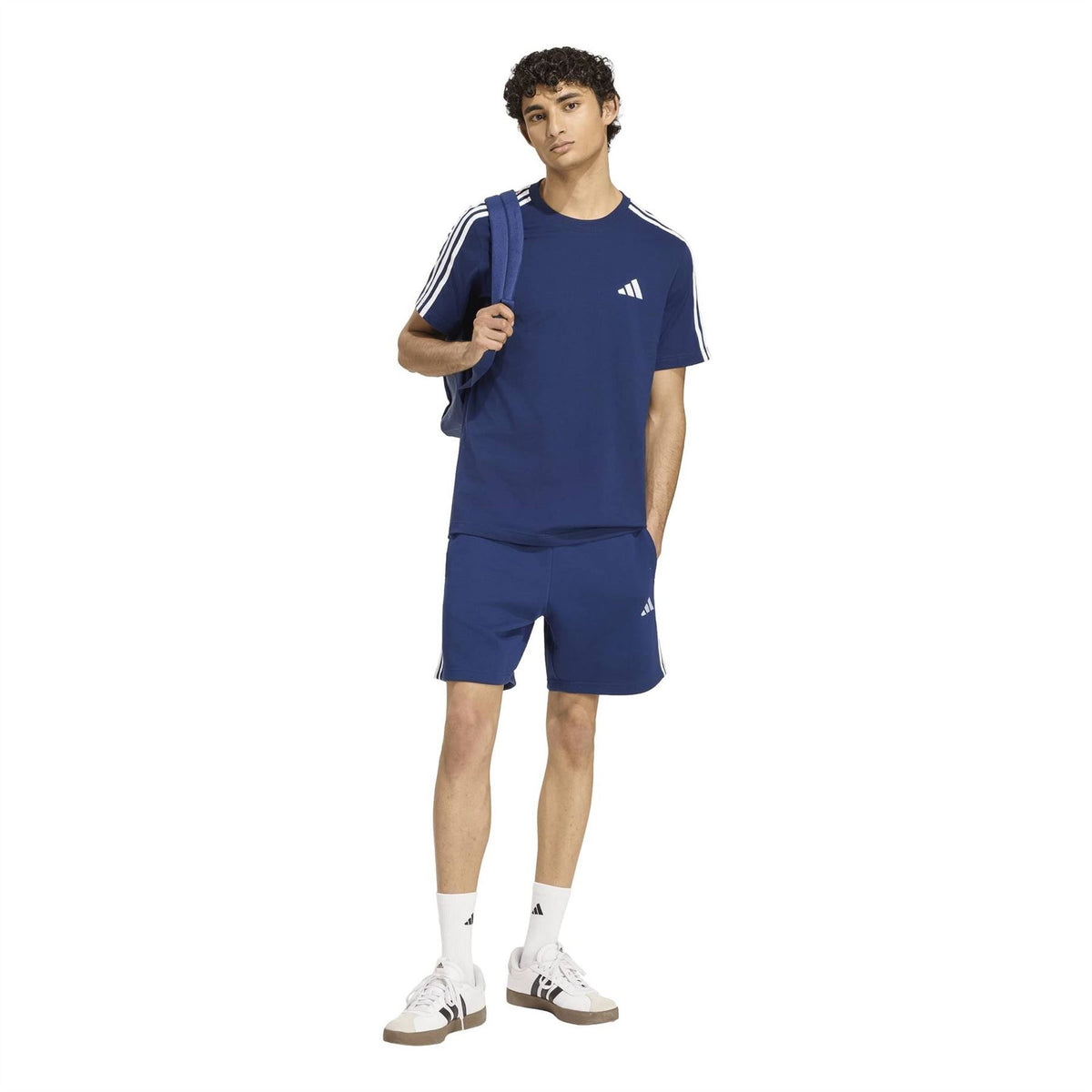 adidas Mens Essentials 3 Stripe Fleece Shorts