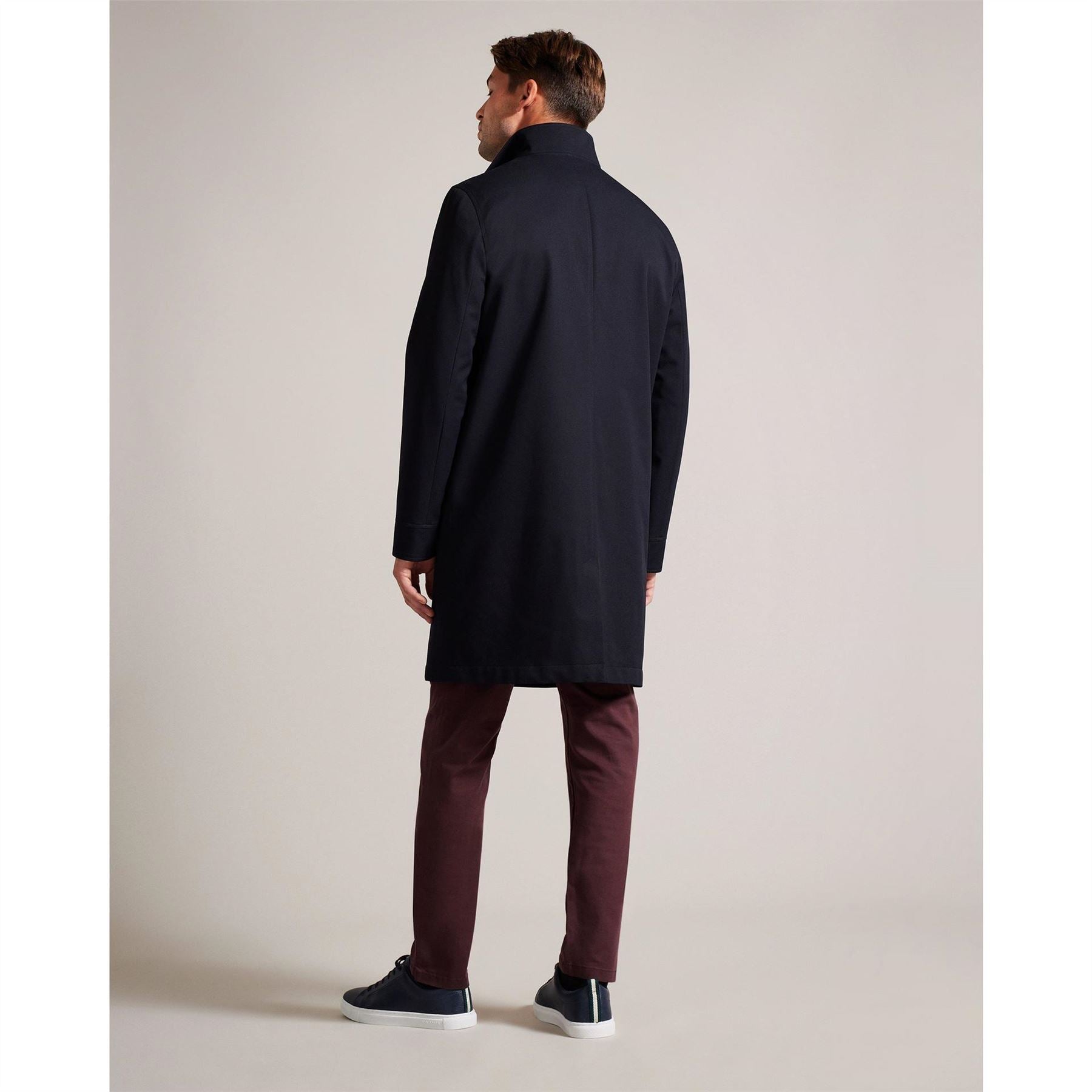 Ted Baker Solid Patterned Nylon Funnel Over Coat with Side Pocket