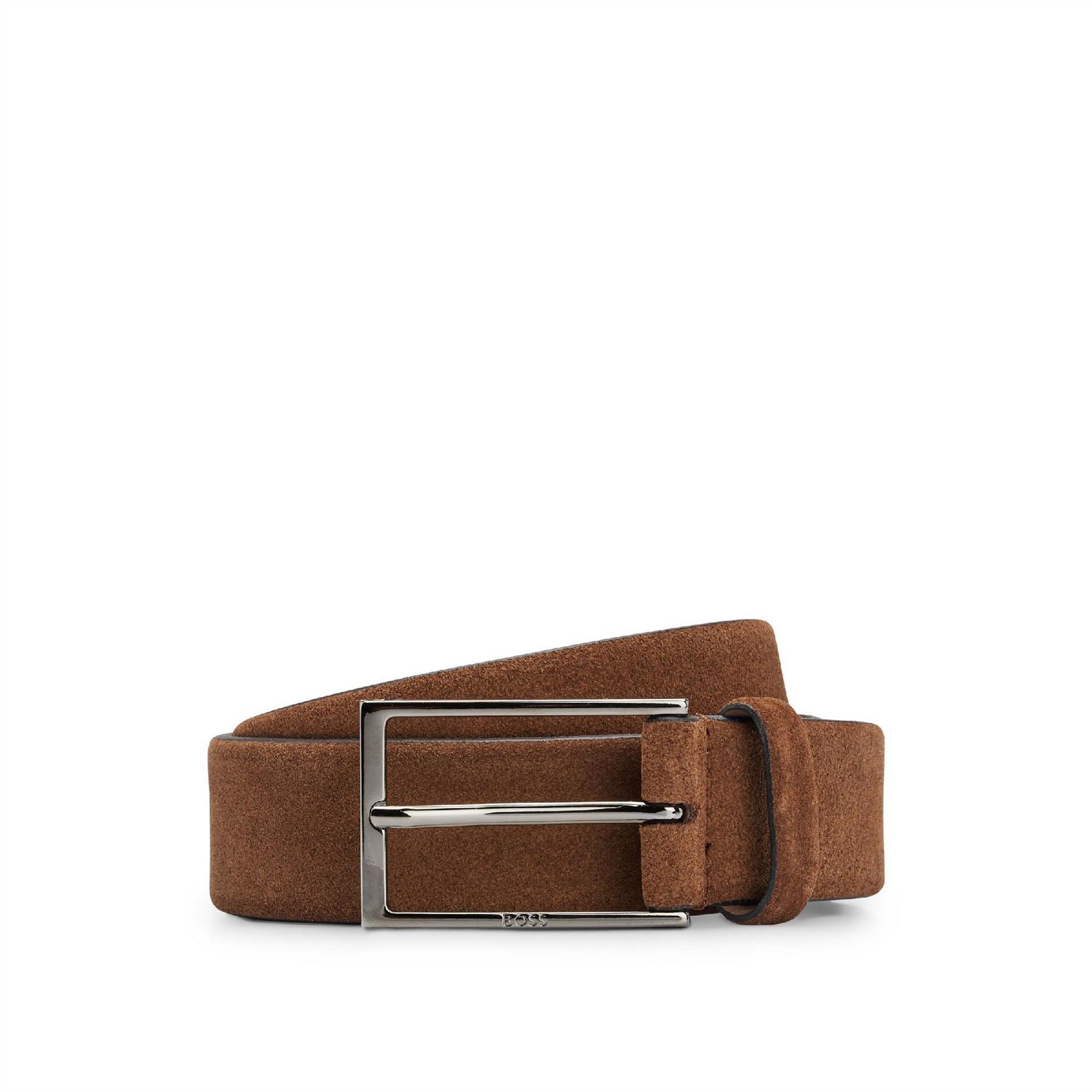 Boss Leather Pin Buckle Belt with Metal Logo