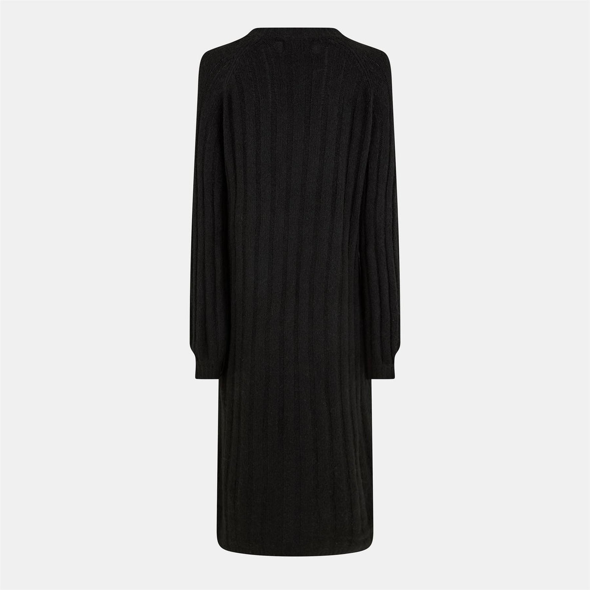 Pieces Knit Crew Neck Ribbed Cuff Midi Sweater Dress