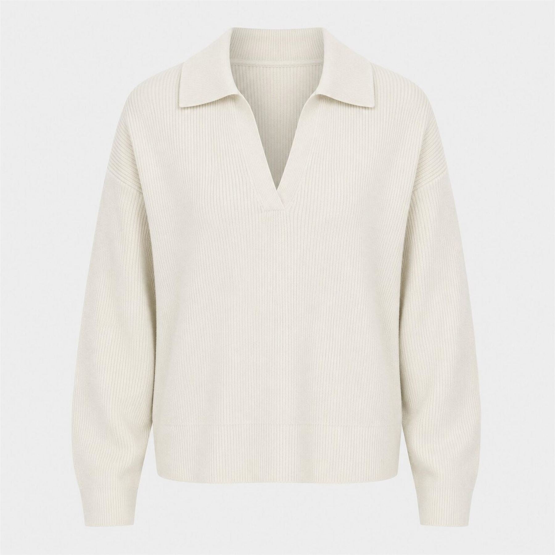 I Saw It First Polo Collar V Neck Long Sleeve Jumper