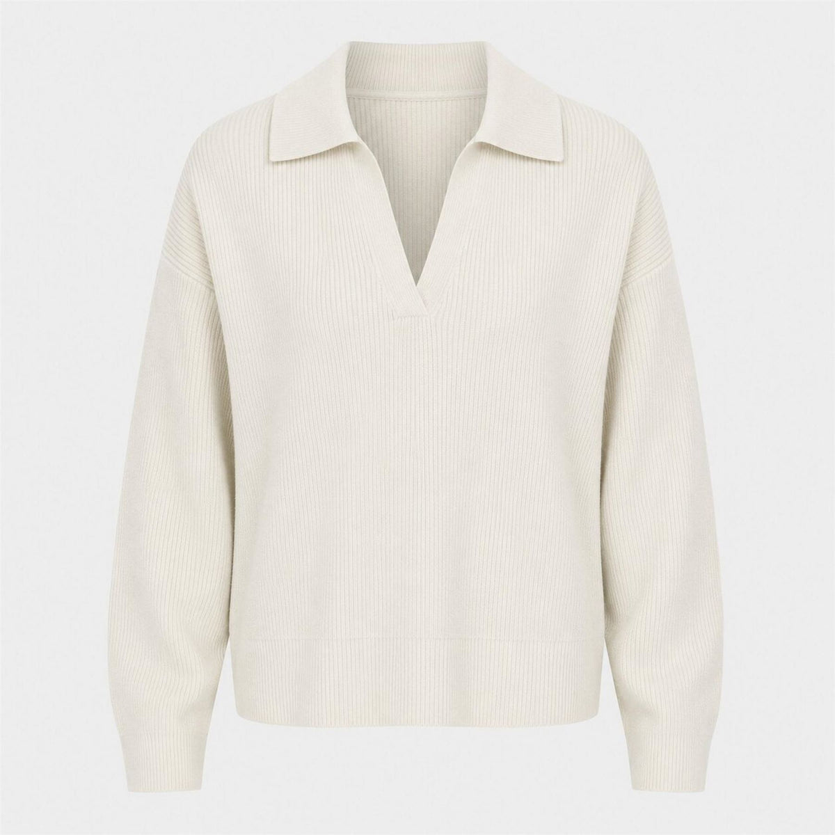 I Saw It First Polo Collar V Neck Long Sleeve Jumper