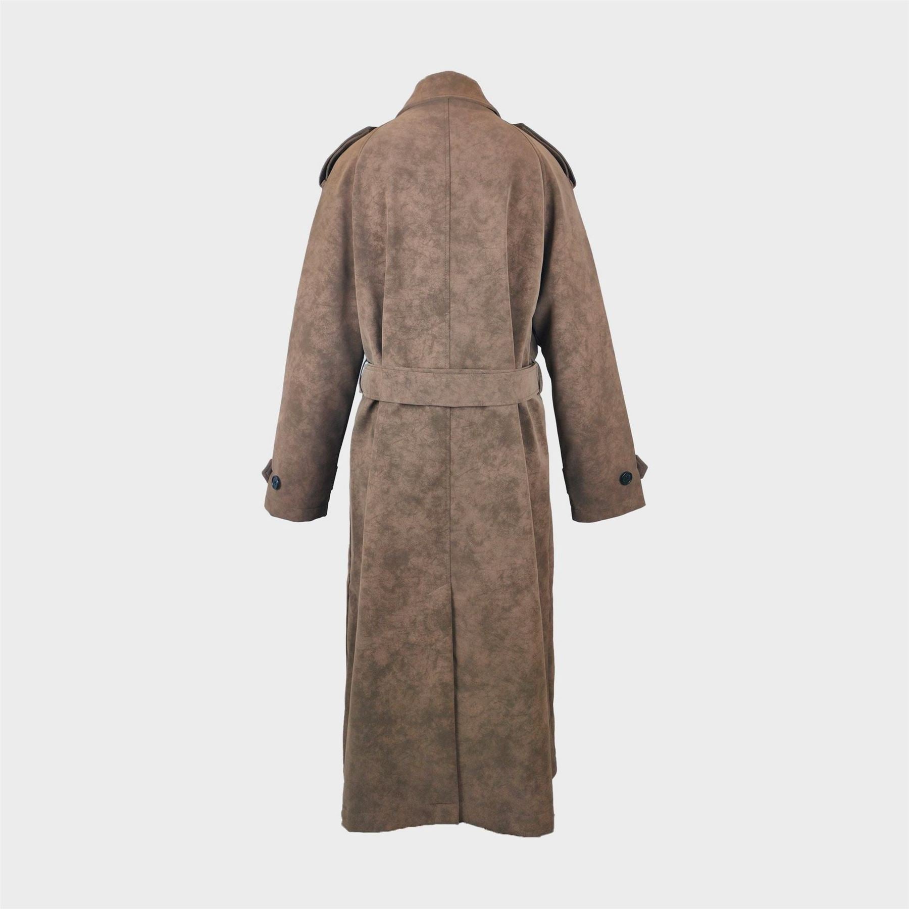 Biba Marble Patterned Lapel Collared Suede Trench Coat
