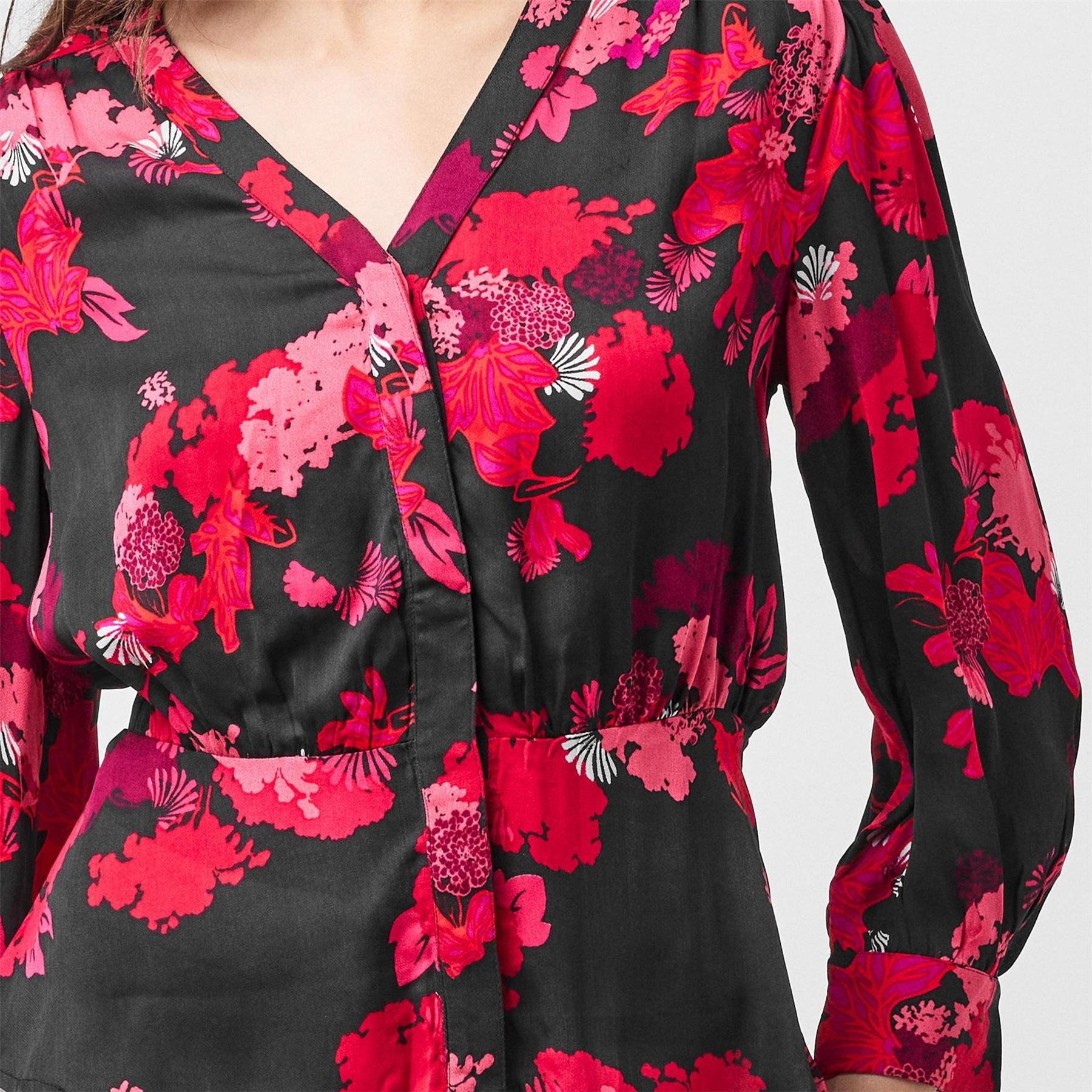 French Connection Chiara Balloon Sleeve Long Patterned Shirt