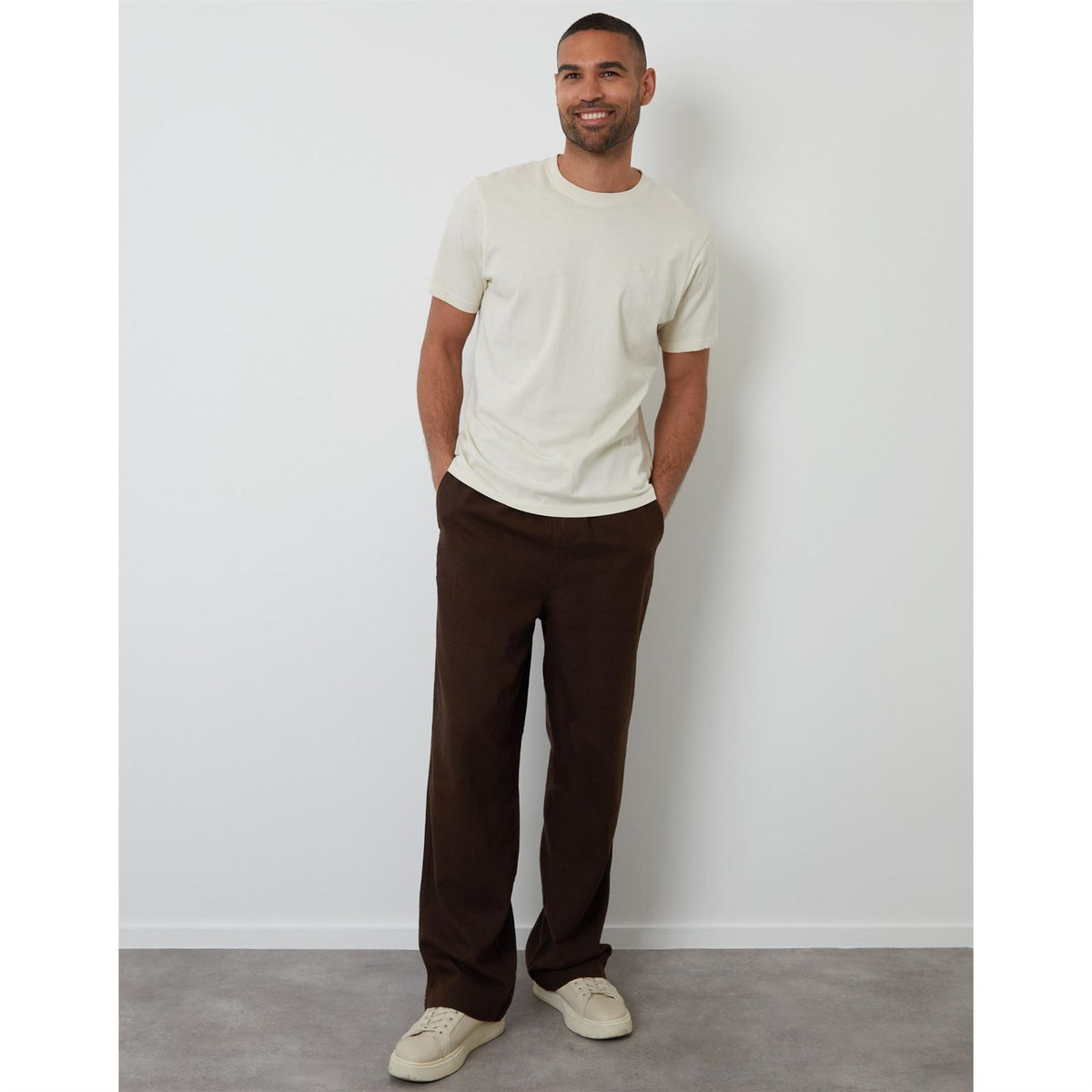 Threadbare Mrcny Lin Solid Patterned Straight Trousers
