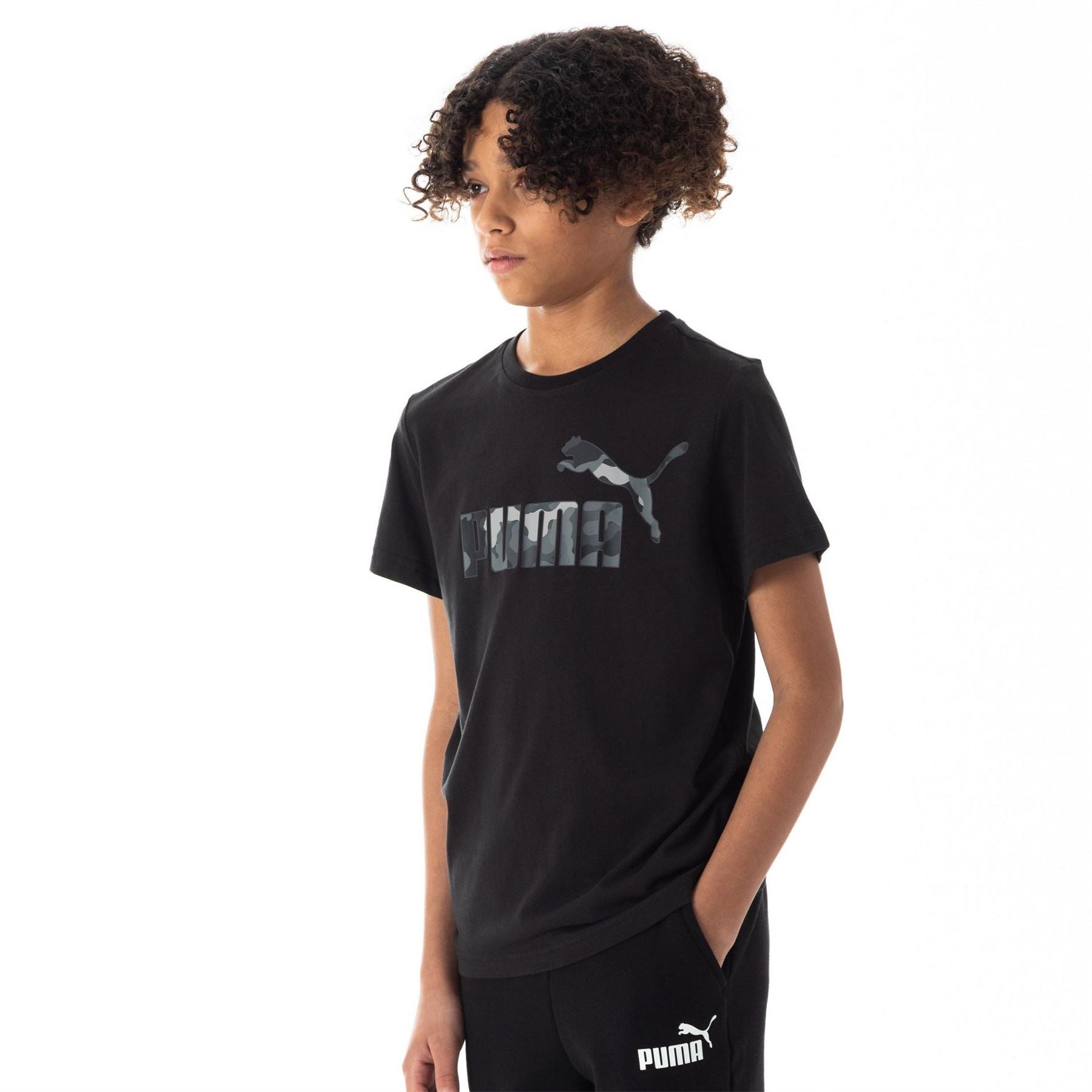 Puma Camo Logo Text Graphic Regular Fit T-Shirt