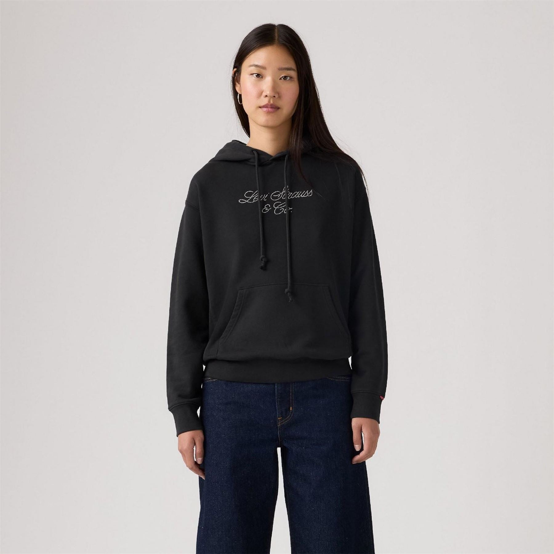 Levis Heritage Lettering Hooded Neck Long Sleeve Sweatshirt