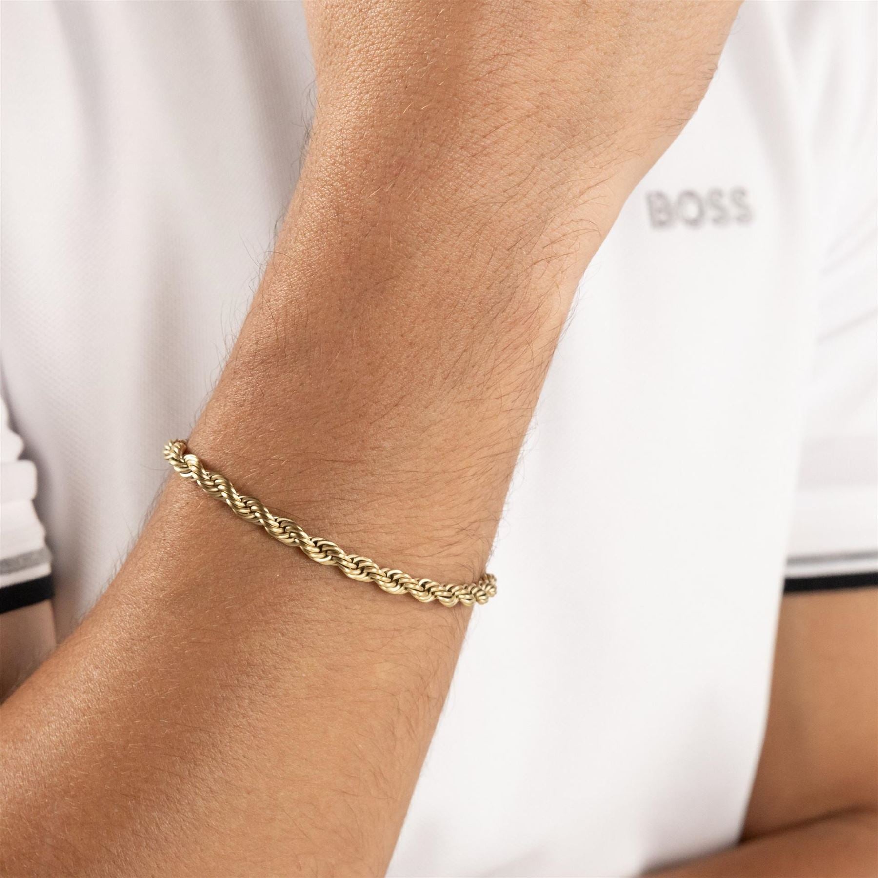 Boss BOSS Myles Gold IP Rope Chain Bracelet