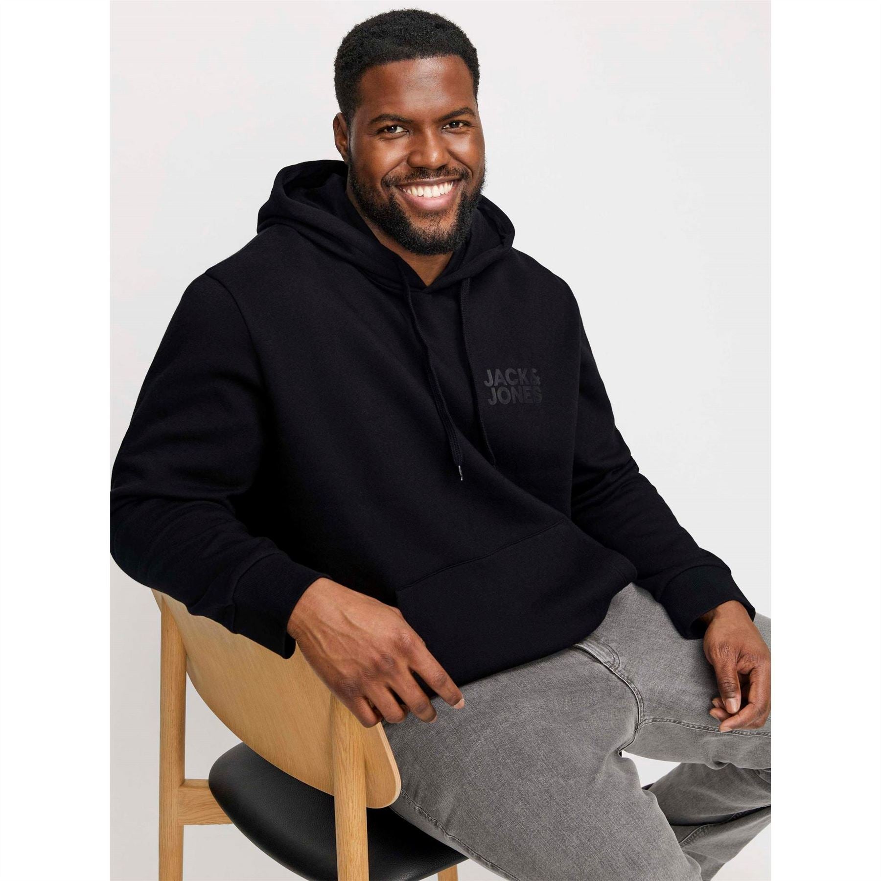 Jack and Jones Logo Hooded Neck Kangaroo Pocket Sweatshirt