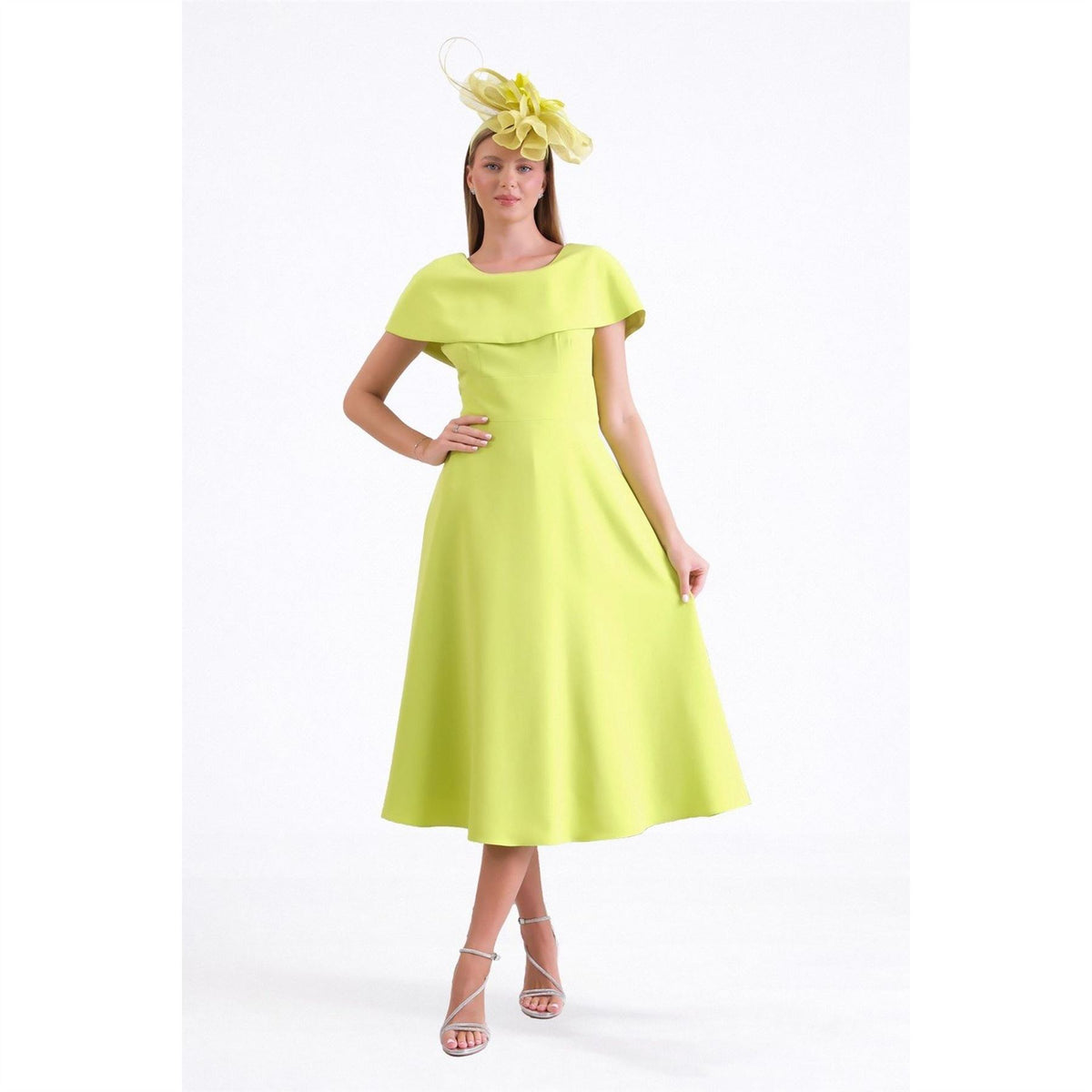 Ella Boo Navy or lime Cape Detail Midi Dress