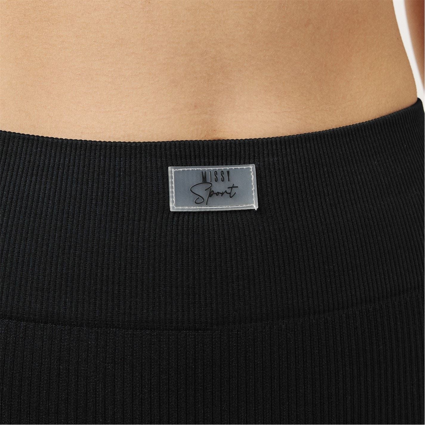 Missy Empire Black Missy Sport Ribbed High Waisted Cycle Shorts