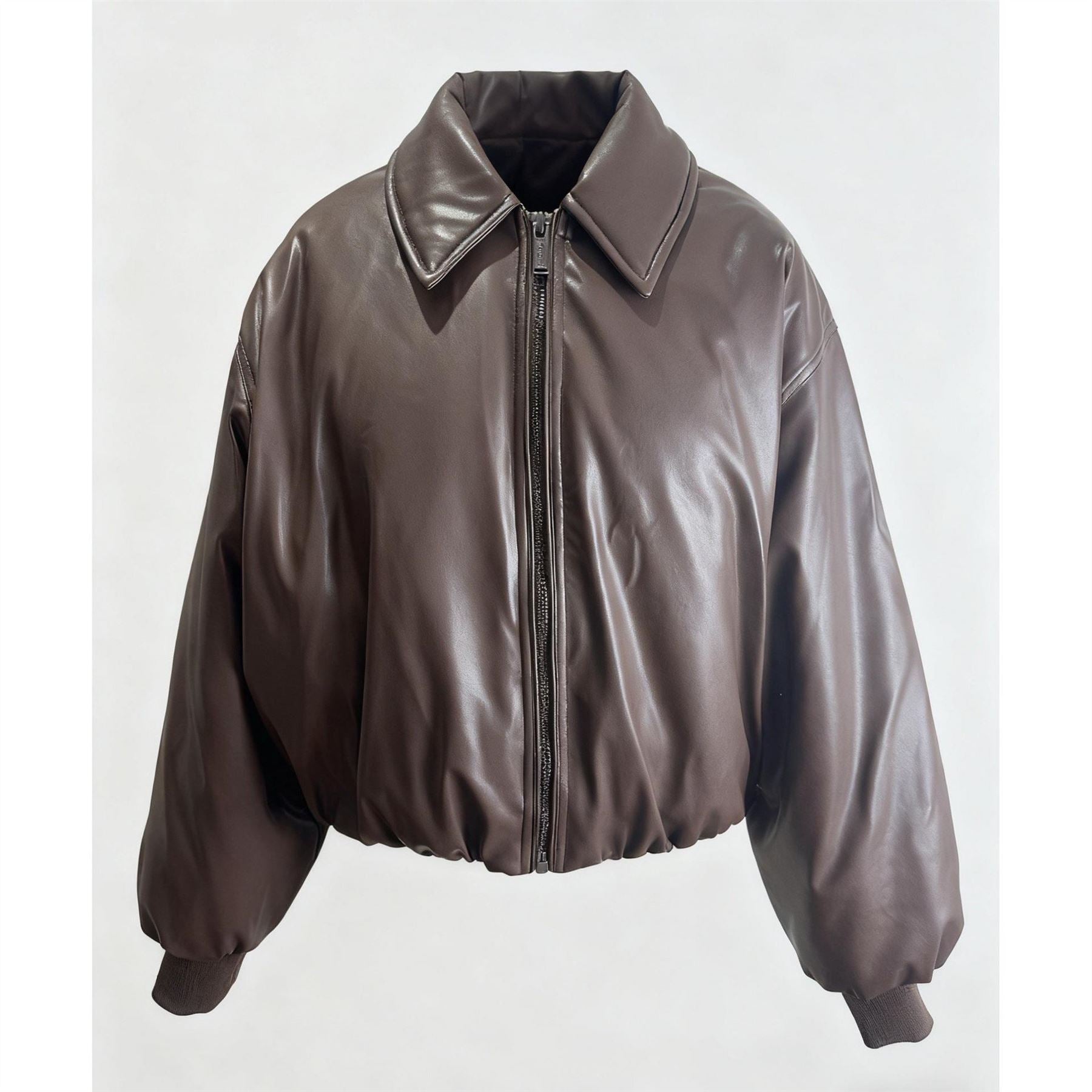 Kangol Faux Leather Long Sleeve Full Zip Bomber Jacket
