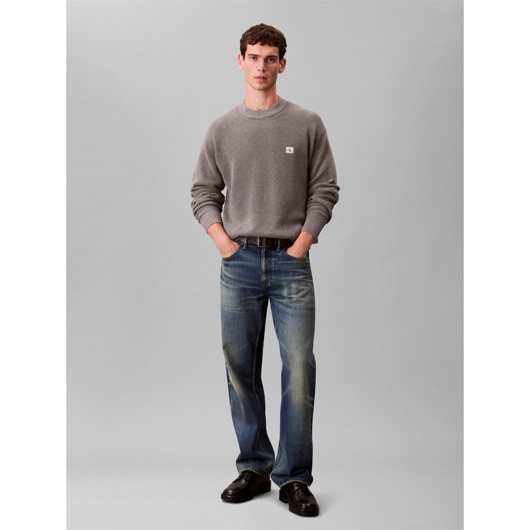 Calvin Klein Jeans Crew Neck Ribbed Collar Long Sleeve Sweater