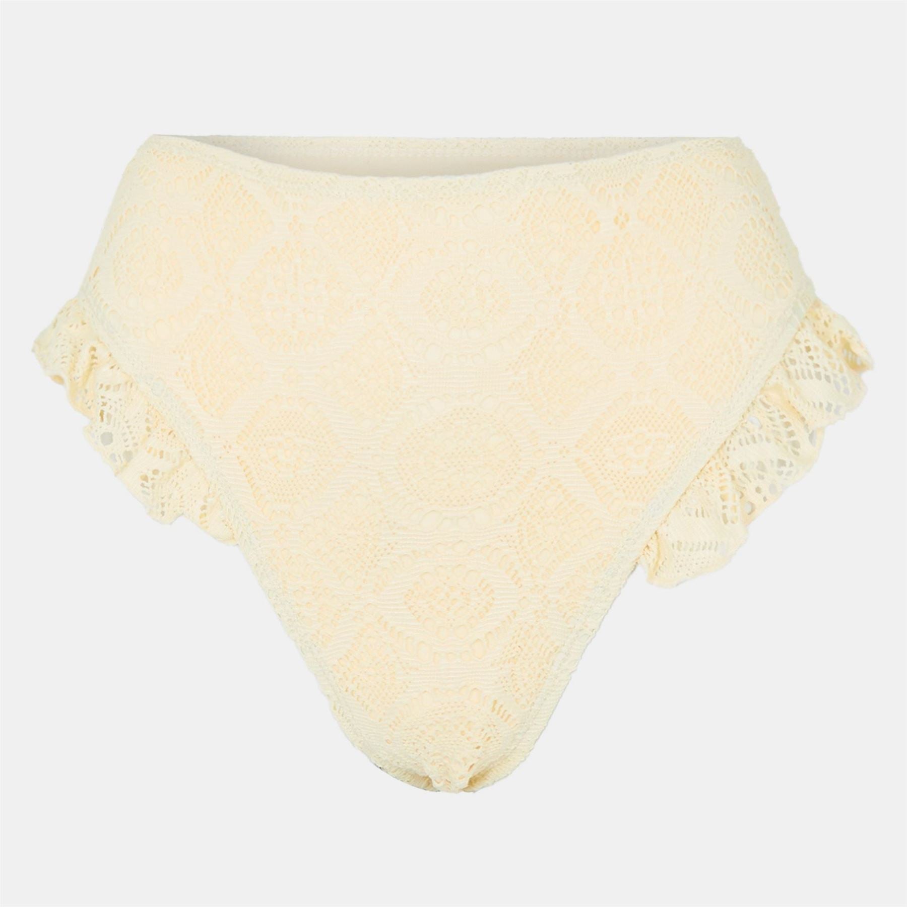 Brave Soul Waisted Bikini Bottoms With Crochet Detail