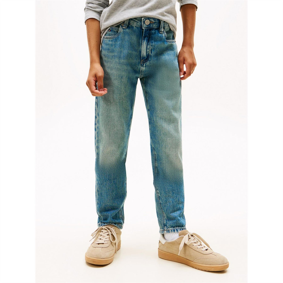 Tommy Hilfiger Durable Denim Adjustable Waist Straight Leg Jeans