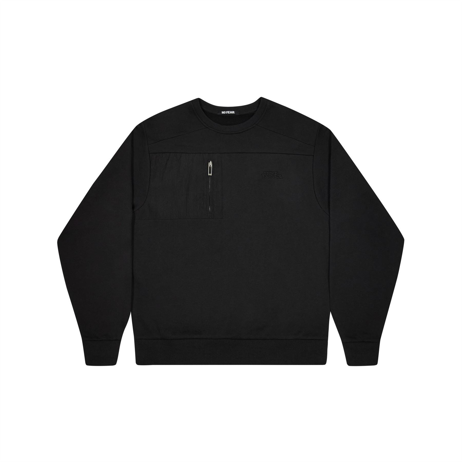 No Fear Crew Neck Long Sleeve Sweatshirt with Chest Pocket