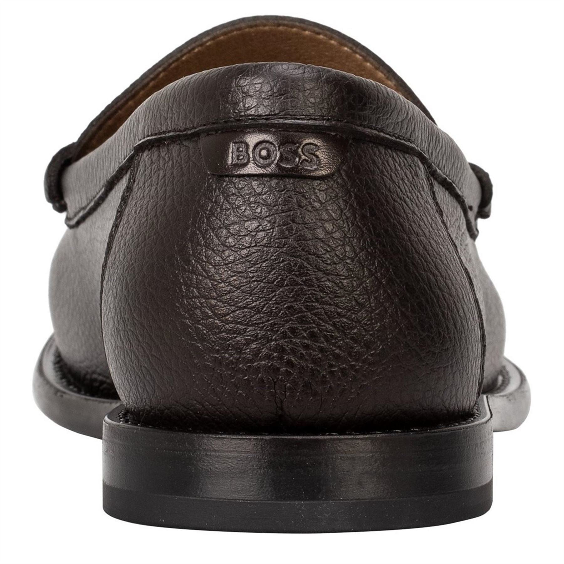 Boss Leather Slip On Loafers With Embossed Logo (tevan)