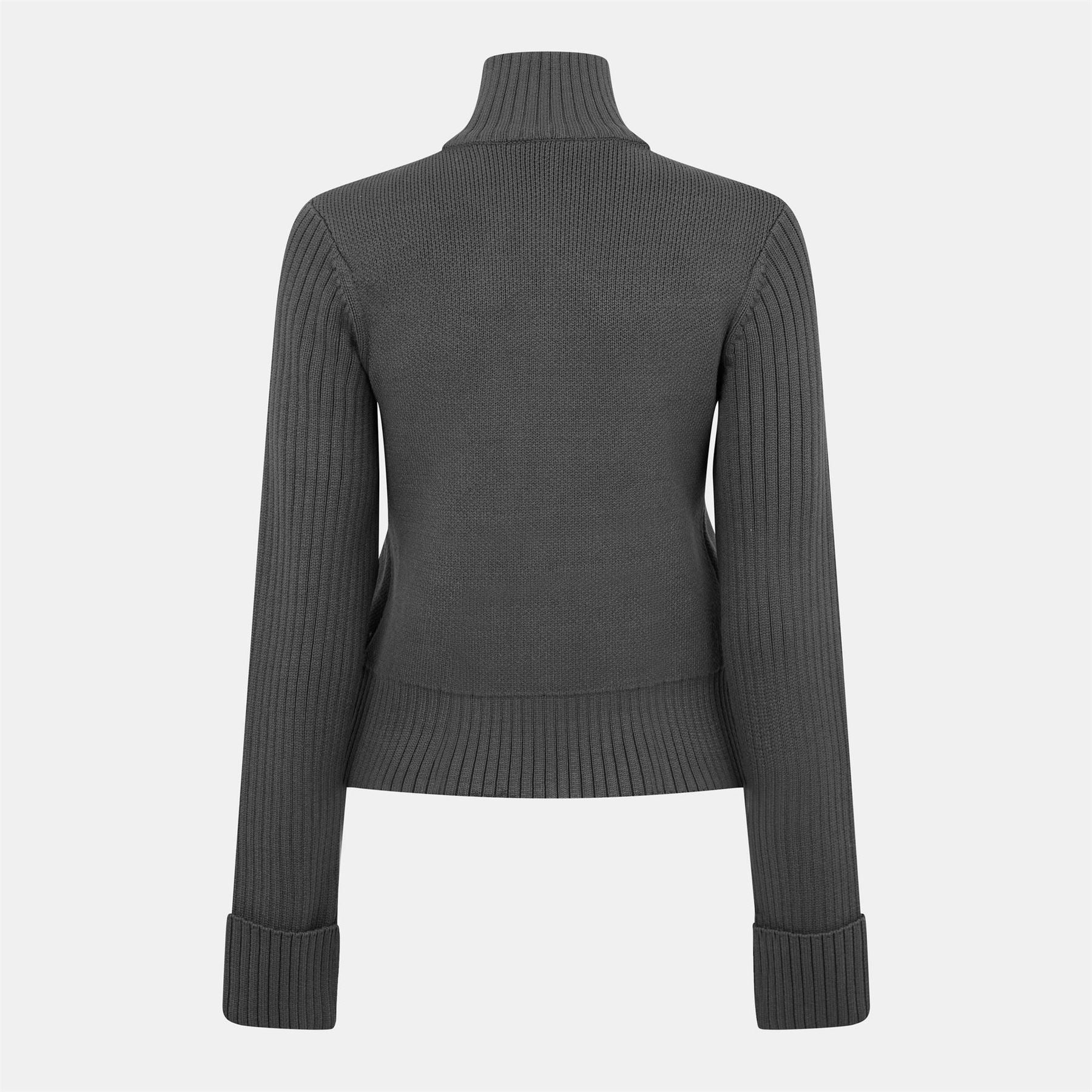 Kangol  Logo Turtleneck Rib Knitted Full Zip Cardigan