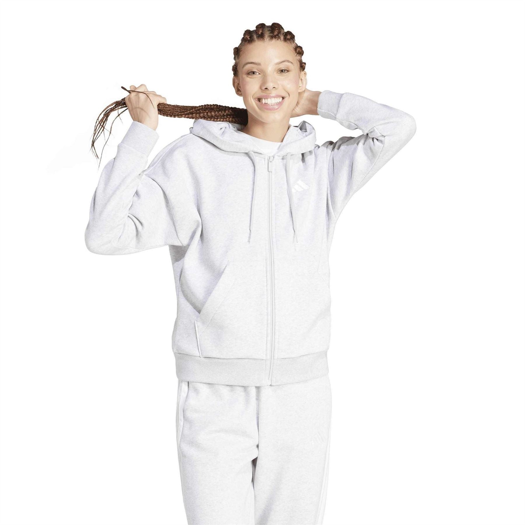 adidas Womens Essentials 3 Stripe Zip Track Hoodie