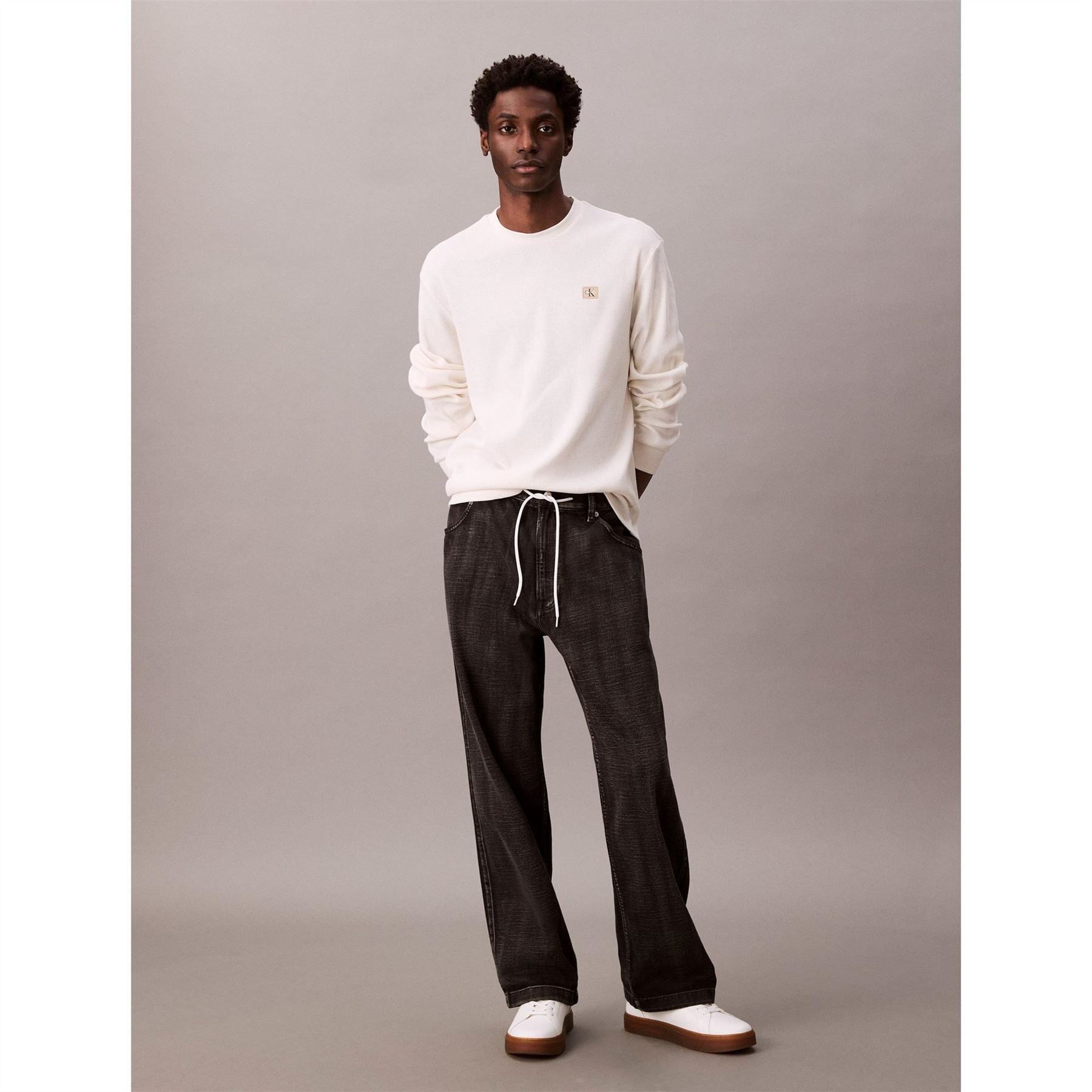 Calvin Klein Jeans Waffle Long Sleeve Crew Neck T-Shirt