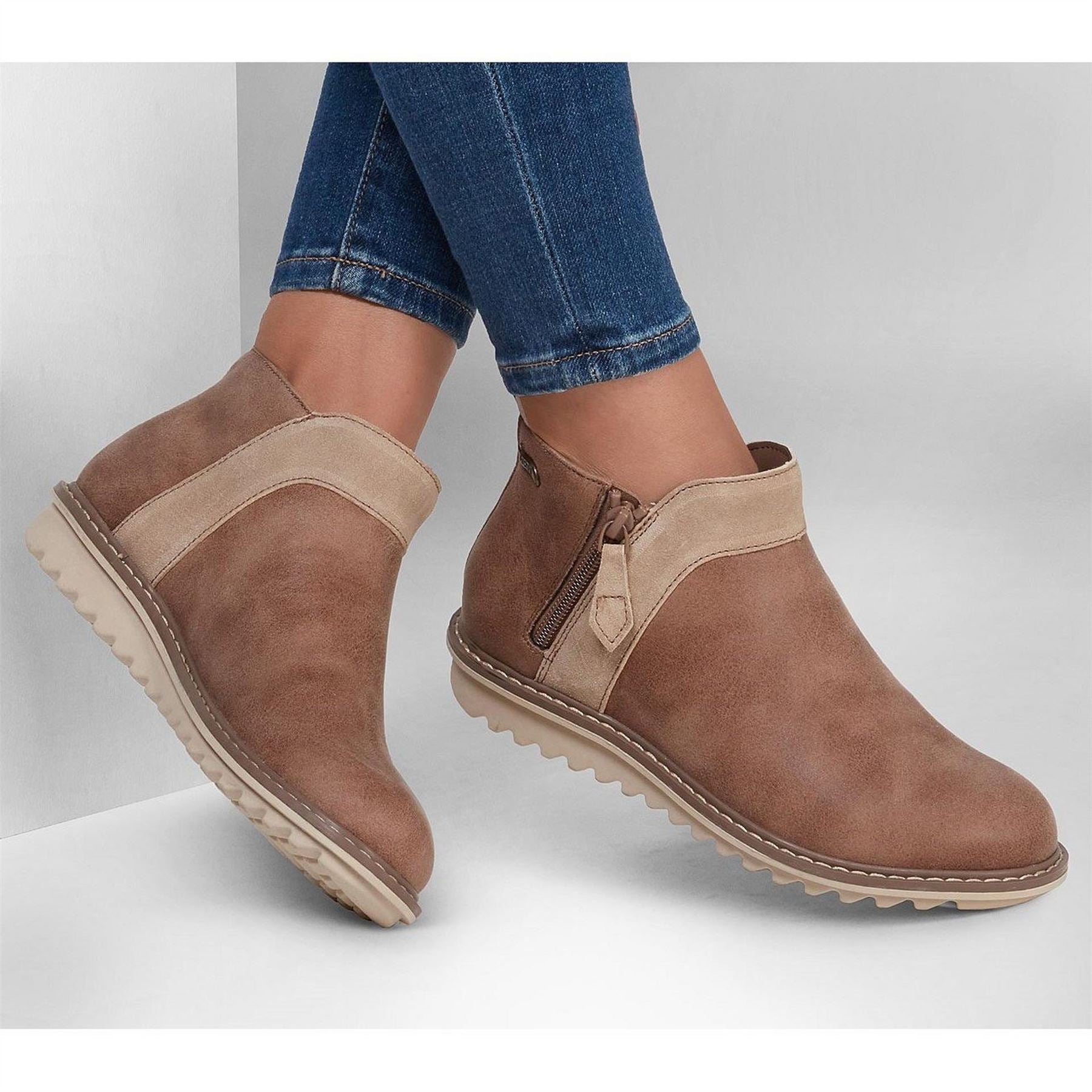 Skechers Arch Fit Ankle Boots with Side Zipper