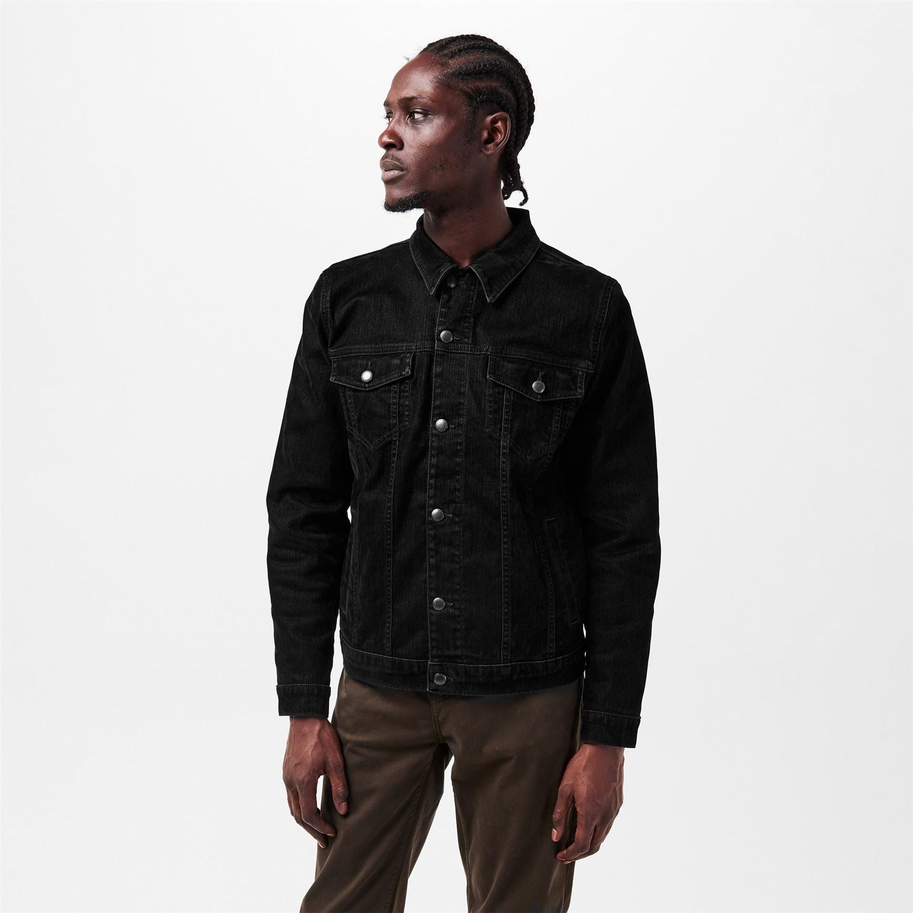 7 For All Mankind Solid Patterned Denim Jacket with Front Pocket