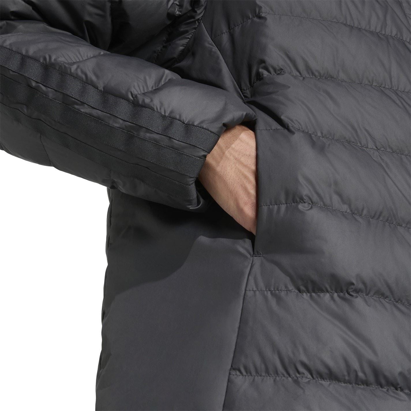 adidas Solid Patterned Hooded Down Puffer Coat