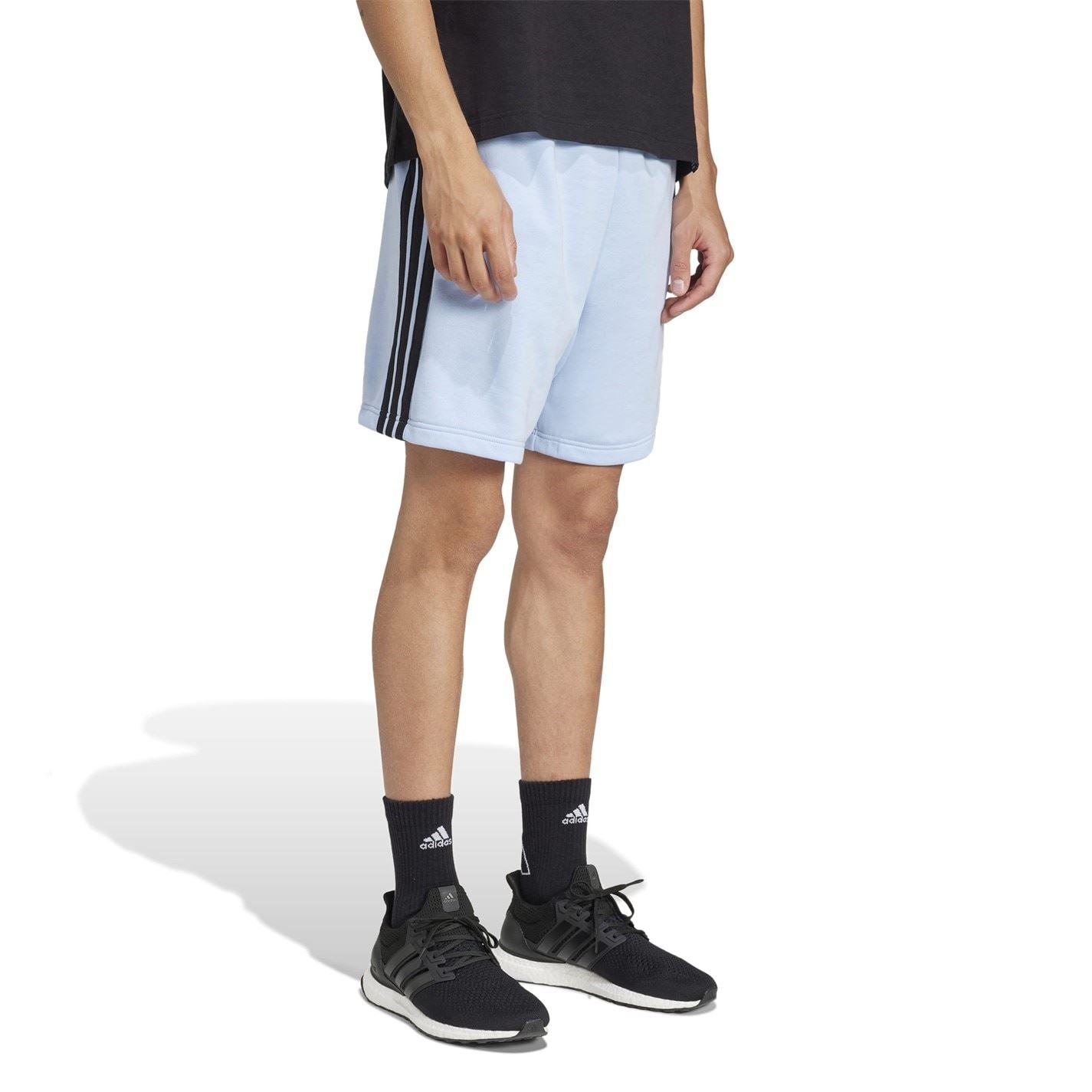 adidas Mens Essentials 3 Stripe Fleece Shorts