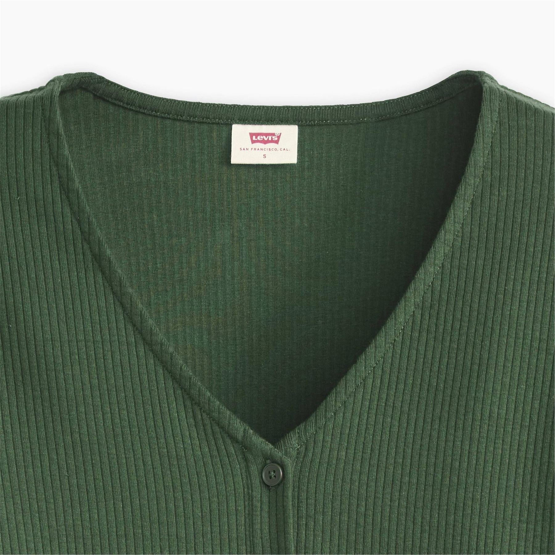 Levis Muse Slim Fit Cropped V-Neck Long Sleeve T-Shirt